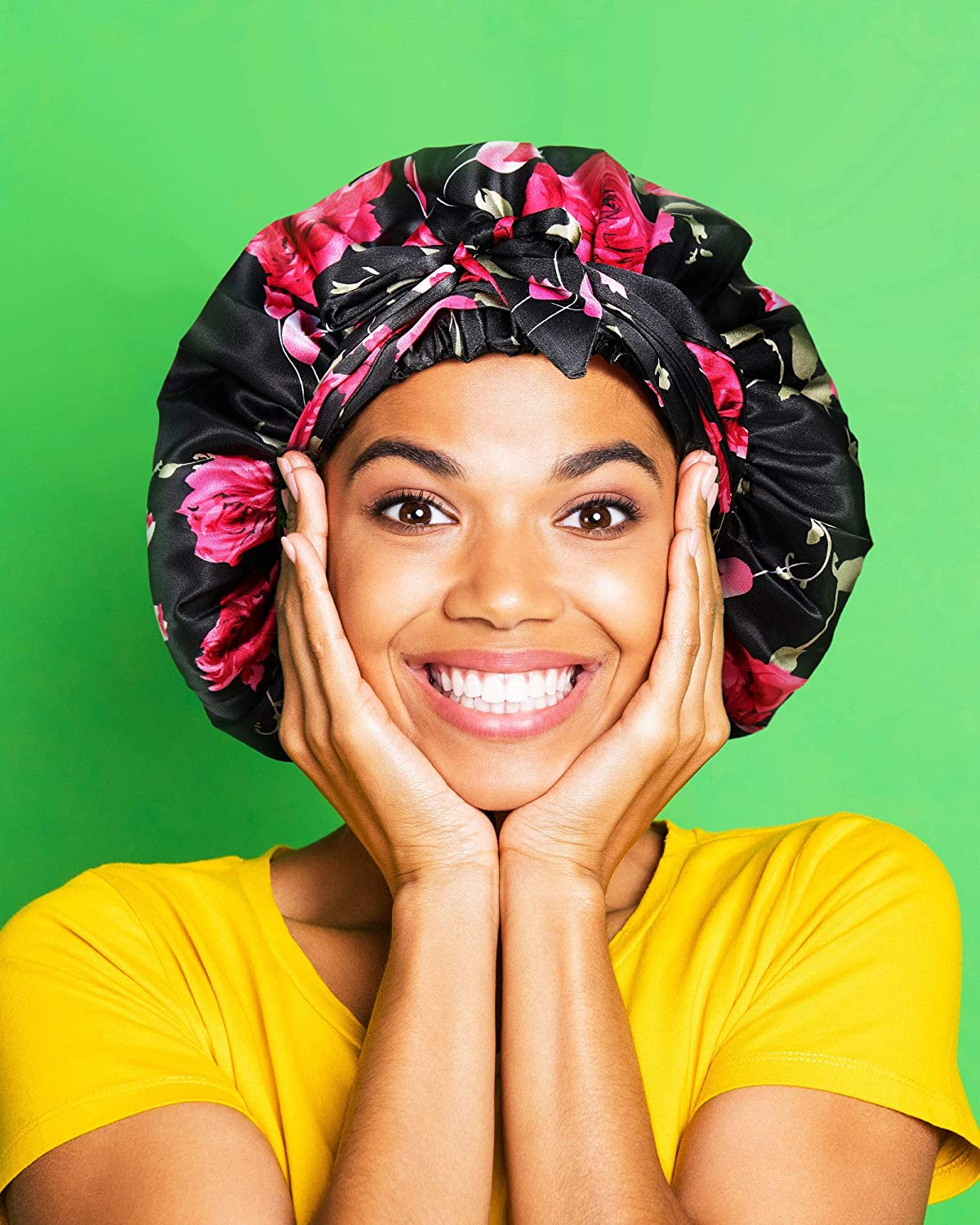 Syhood 2 Pieces Soft Satin Head Scarf Sleeping Cap Bonnet Headwear Head Wrap Turbans for Women Long Curly Hair, Braids image number 4