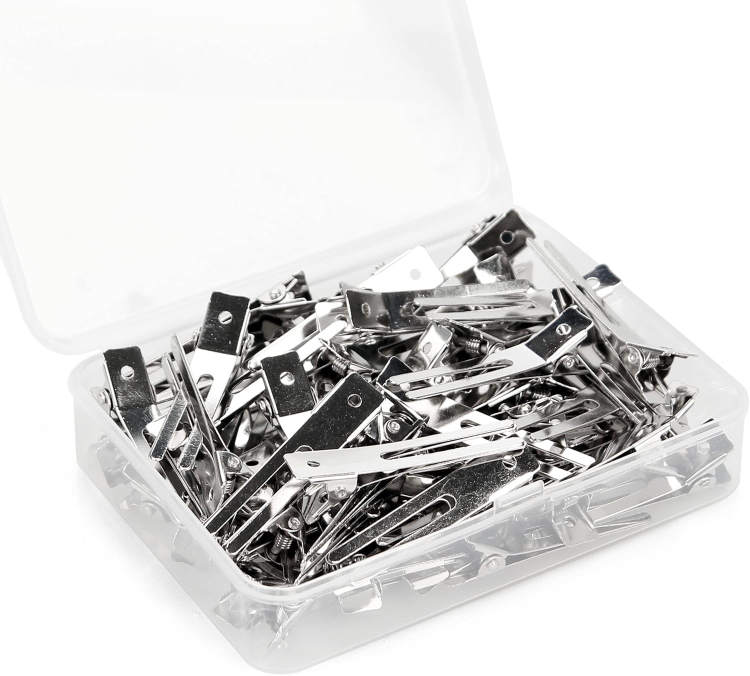 50Pcs Hairdressing Double Prong Curl Clips, 1.8Inch Curl Setting Section Hair Clips Metal Alligator Clips Hairpins for Hair Bow Great Pin Curl Clip Styling Clips for Hair Salon Barber (Silver) image number 7