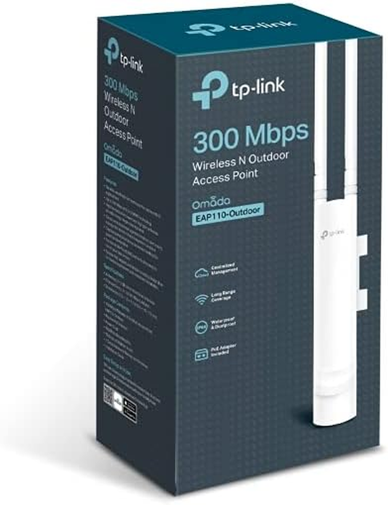 Tp-Link 300Mbps N Outdoor Access Point, Wireless, MIMO, Poe Support, IP65 Waterproof, Omada SDN, Centralised Cloud Management, Secure Guest Network, Remote Access (Eap110-Outdoor)