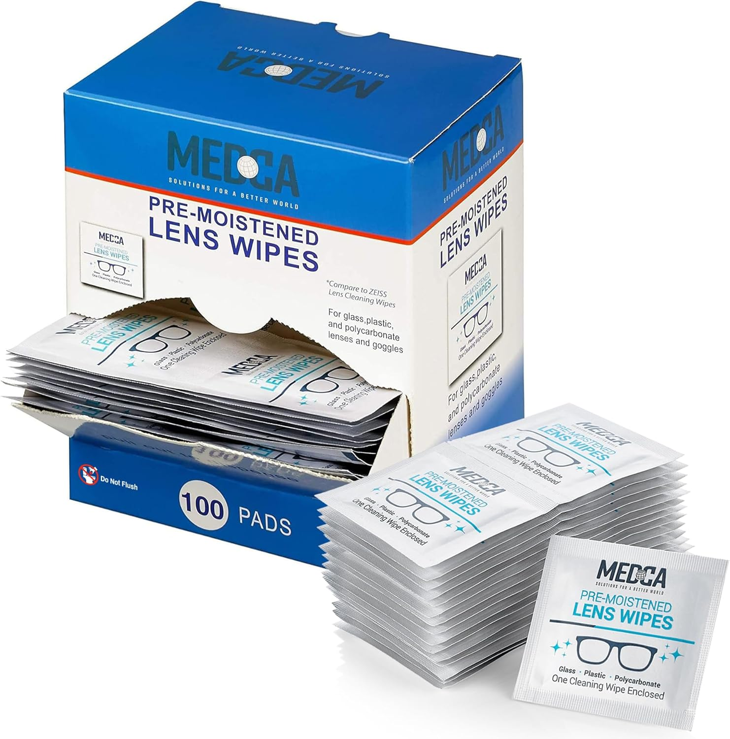 Premoistened Lens and Glass Cleaning Wipes - Portable Travel Cleaner for Glasses, Camera, Cell Phone, Smartphone, and Tablet - Disposable, Quick Drying, Streak Free - Individually Wrapped, Pack of 100 image number 3