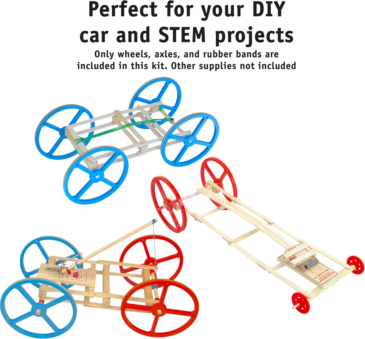 Large Plastic Project Wheels - 20 Wheels, 20 Rubber Bands, 10 Dowels, and a Project Idea - 4.75 Inch Wheel Diameter and 1/4 Inch Axel Hole image number 6