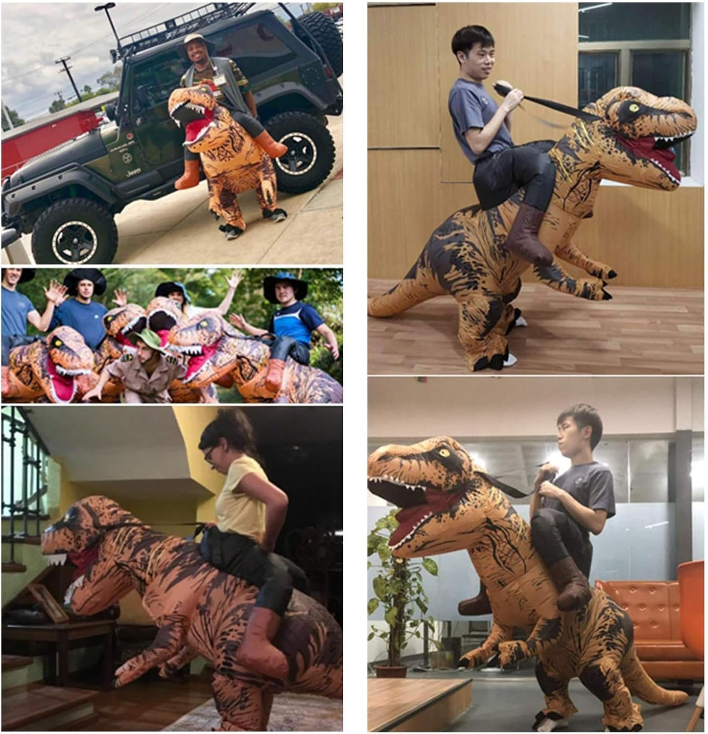 Inflatable Costume Dinosaur for Adult Riding T Rex Air Blow up Funny Party Halloween Costume image number 5