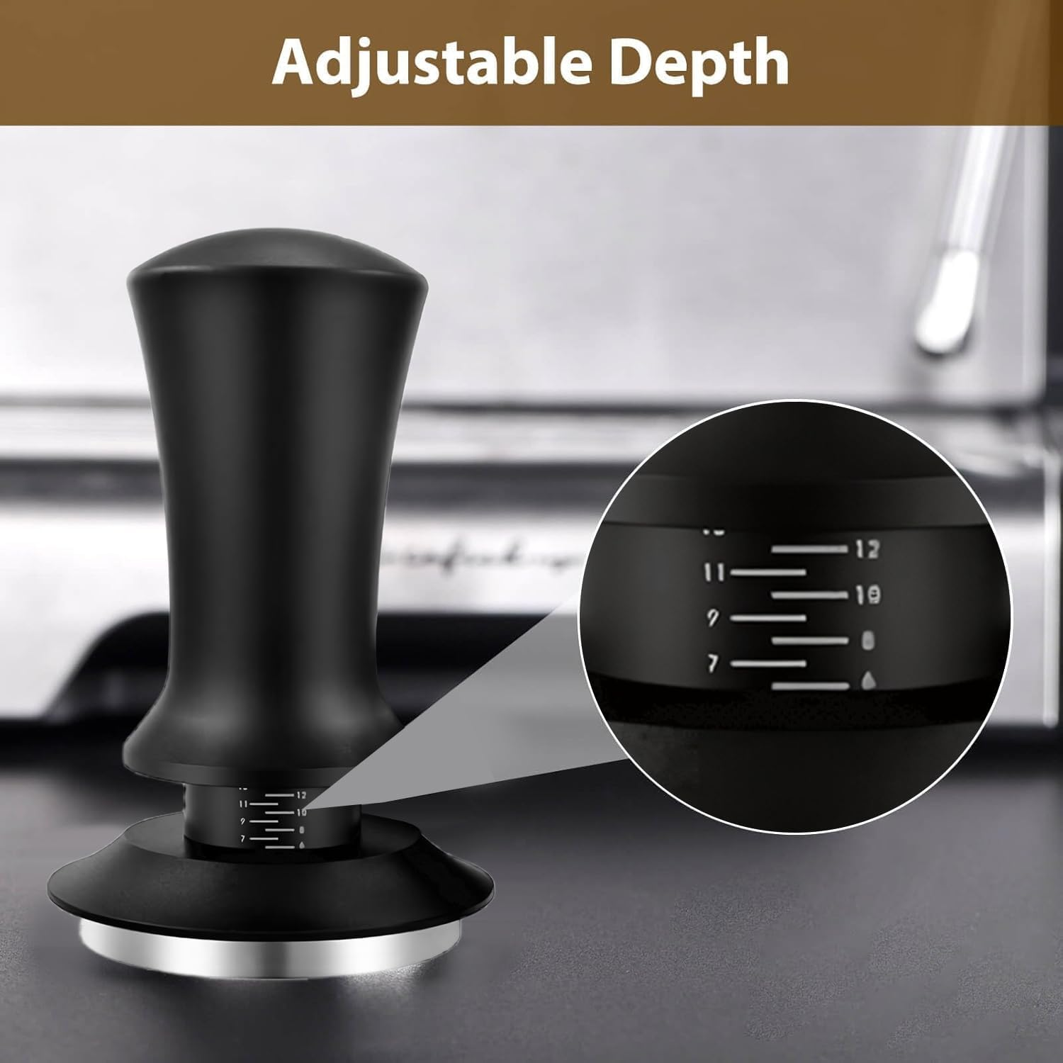 58Mm Coffee Tamper, Calibrated Spring Loaded Tamper, Stainless Steel Espresso Tamper, Espresso Hand Tamper with Scale, for Espresso Machine Compatible with 58Mm Portafilter image number 5