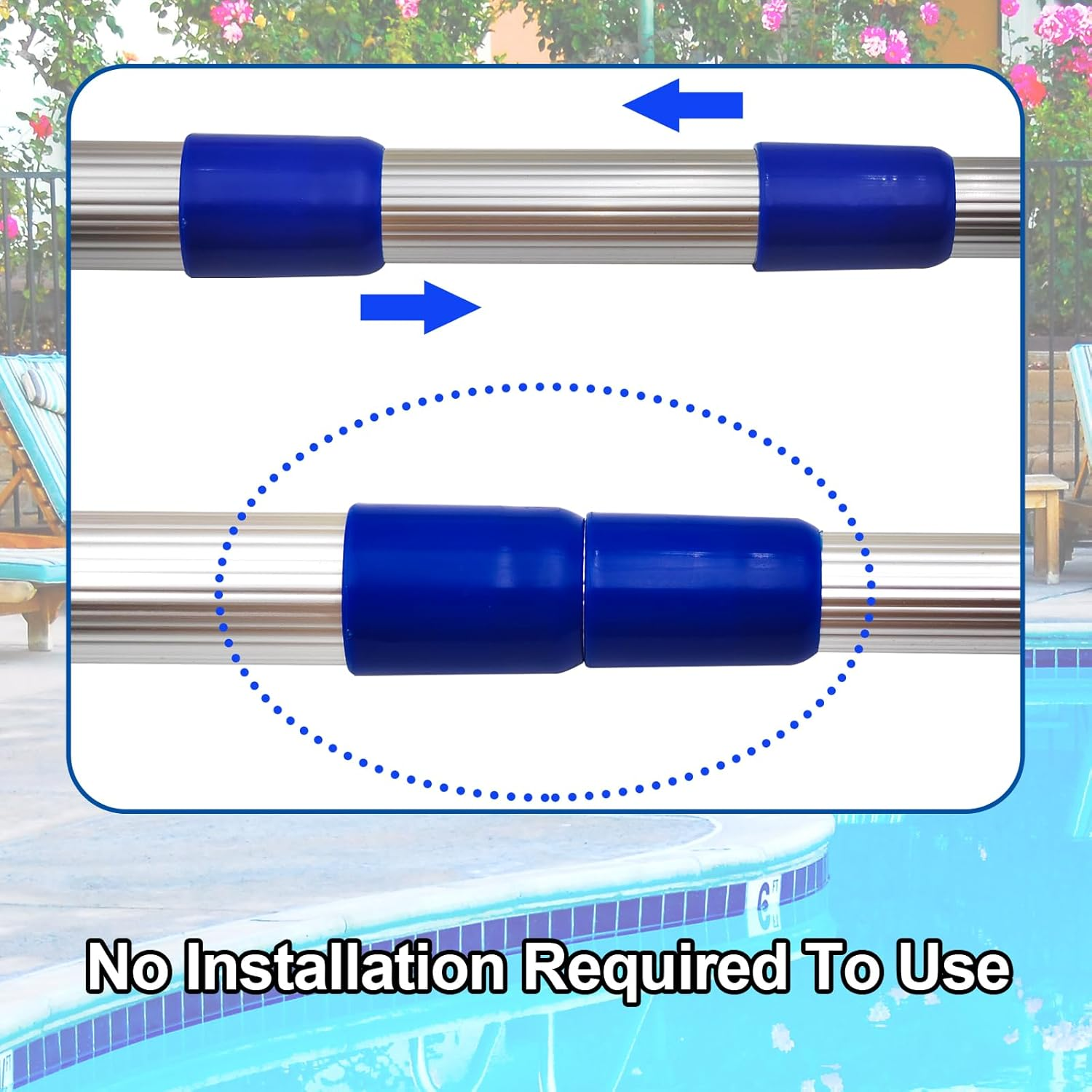 Hook with Swimming Telescopic Pole for All Robotic Pool Cleaner Customized for Pool Vacuum Robot Including Cordless,Above Ground and Underwater,3-Section 3 Feet Adjustable Aluminum Pole with Hook image number 4