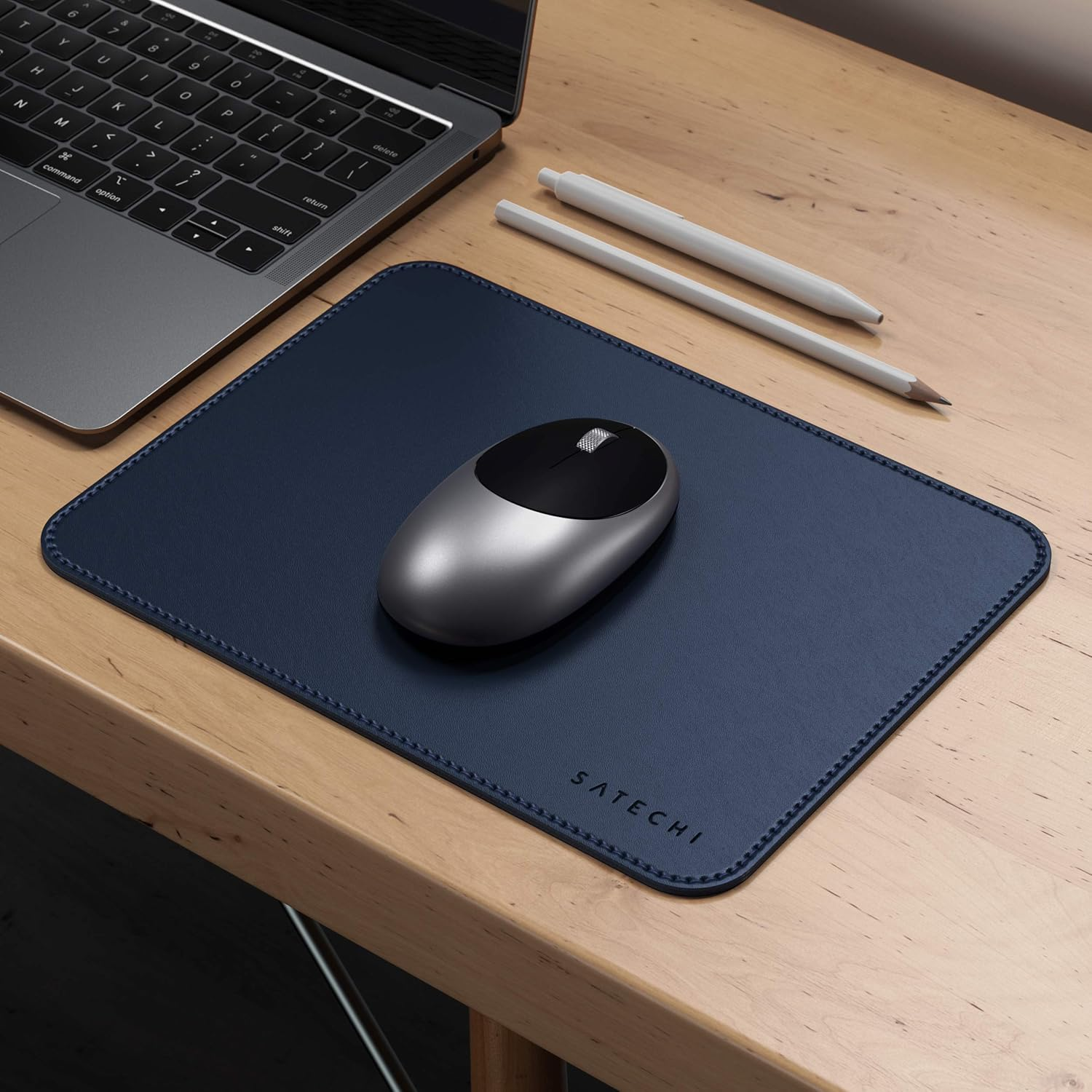 Satechi Eco-Leather Mouse Pad, 9.8" X 7.5" Ergonomic Mousepad, Waterproof Desk Mat for Computer, Laptop, Desk Accessories for Office and Home, Workspace, Gaming - Blue - Black image number 3