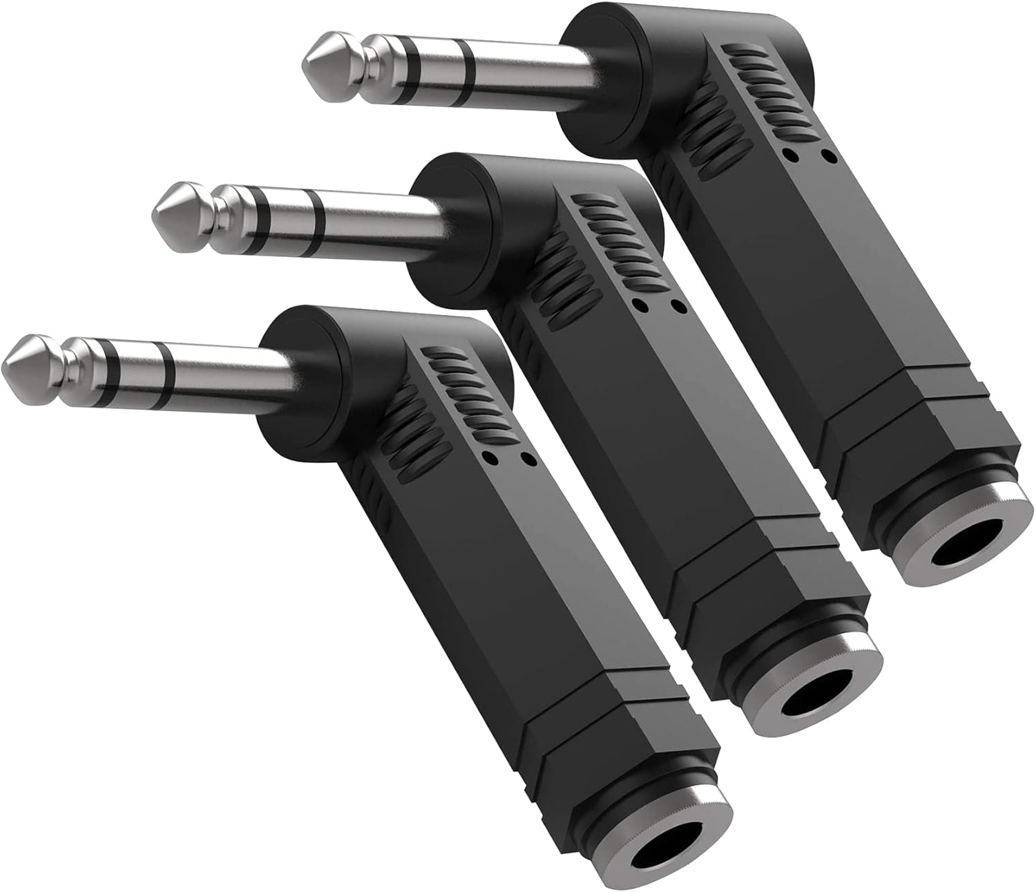 Tunghey Right Angle 6.35Mm Adapter, 3 Pack 1/4" Stereo Male Plug to Female Jack Audio Adapter for Speaker, Headphone, Guitar, Digital Piano, Amp image number 5