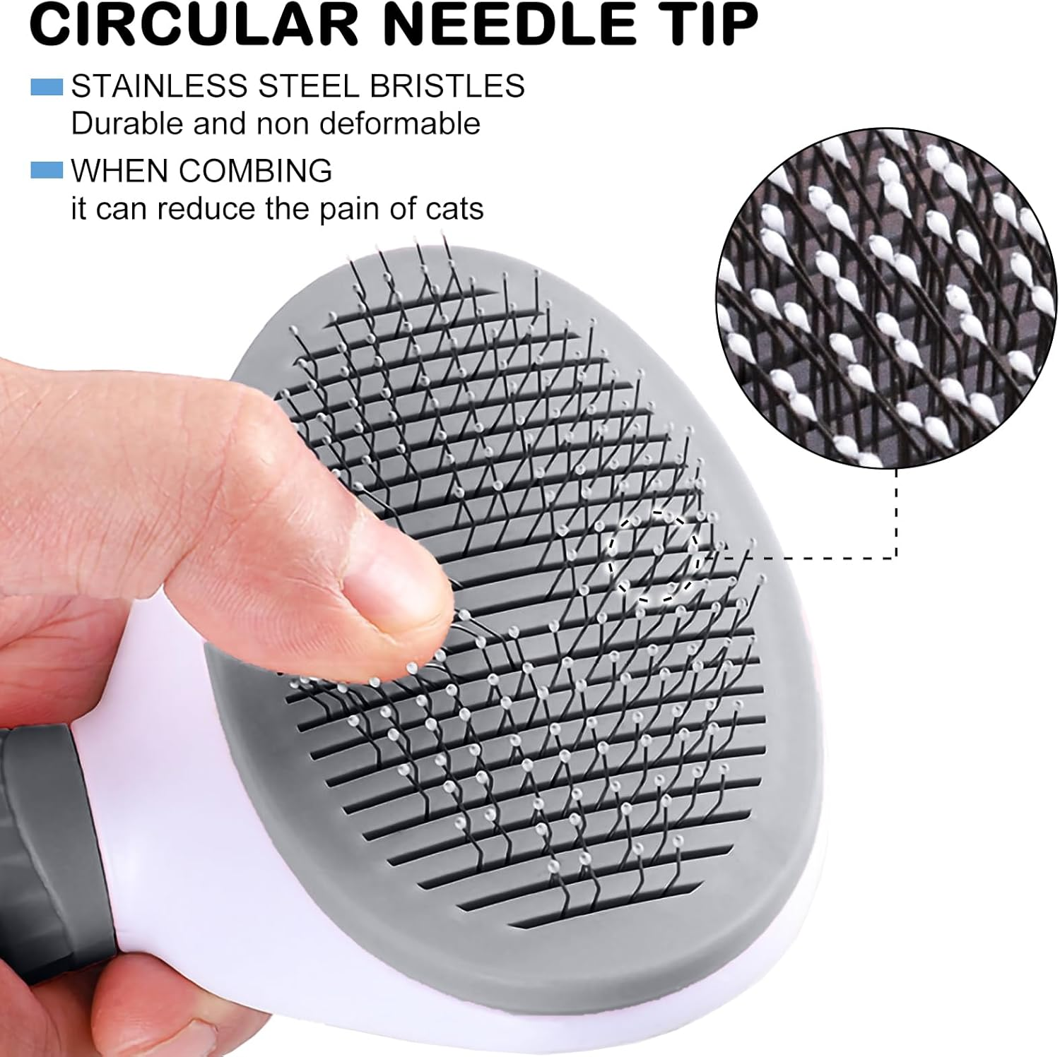 Cat Brush for Shedding and Grooming, Self Cleaning Slicker Brushes for Dogs and Cats Grooming Brush Tool, Bath Brush Hair Grooming Comb Hair Slicker Brush, Cats Dogs Brush Massage-Self Cleaning image number 5