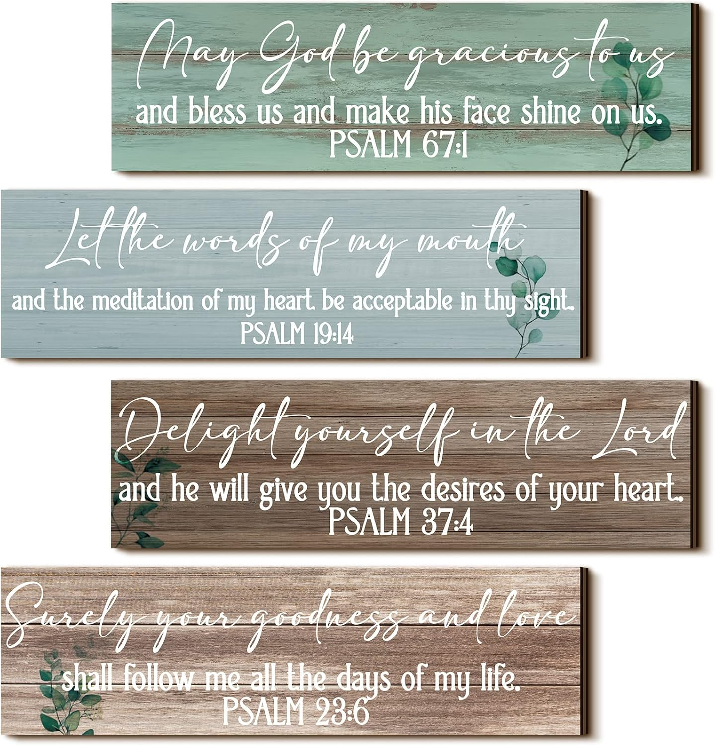 Yulejo 4 Pieces Bible Verses Wall Decor Psalms Scripture Wooden Christian Sign Rustic Wall Art Prayer Decorations for Home (Delicate Style) image number 2
