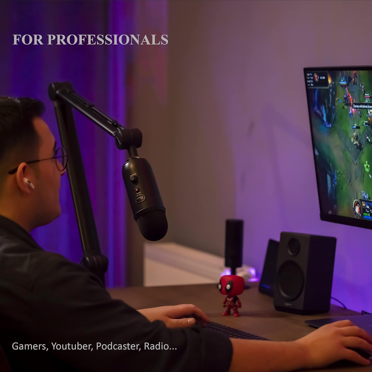 IXTECH Microphone Boom Arm with Desk Mount, 360&deg; Rotatable, Adjustable and Foldable Scissor Mounting for Podcast, Video Gaming, Radio and Studio Audio, Sturdy and Universal - Elegance Model image number 2