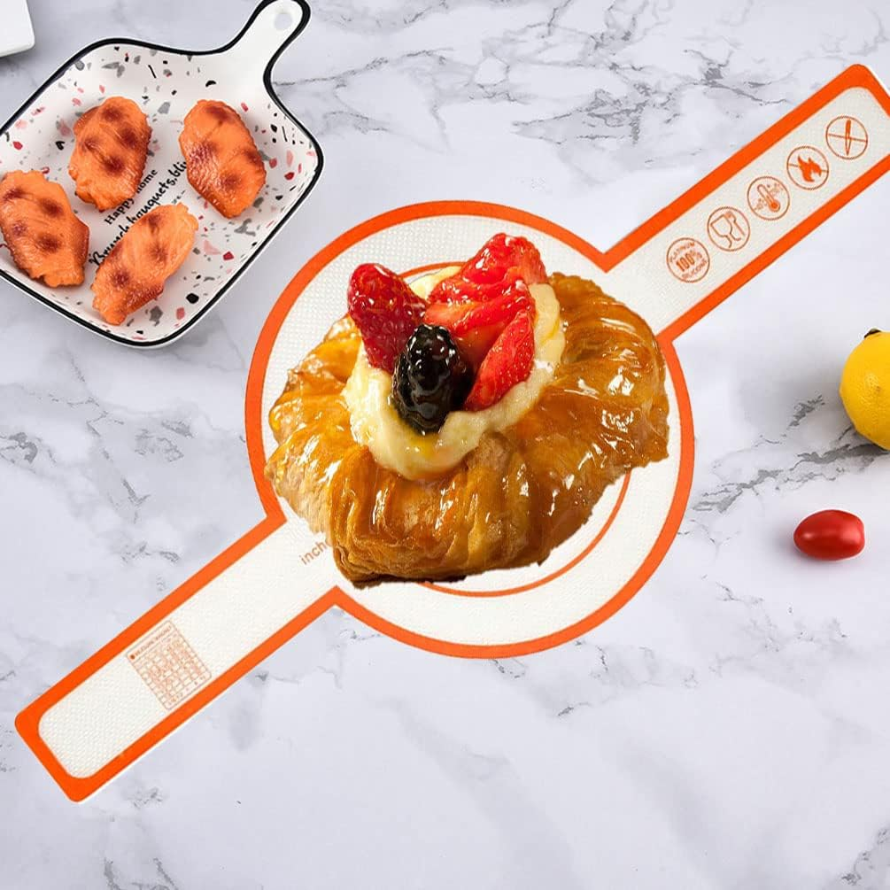 2 Pieces Silicone Baking Mat for Dutch Oven Bread Baking- Reusable Non-Stick Heat Resistant Long Handles Bread Baking Sling,For Dough Pastry (Blue Orange) image number 2