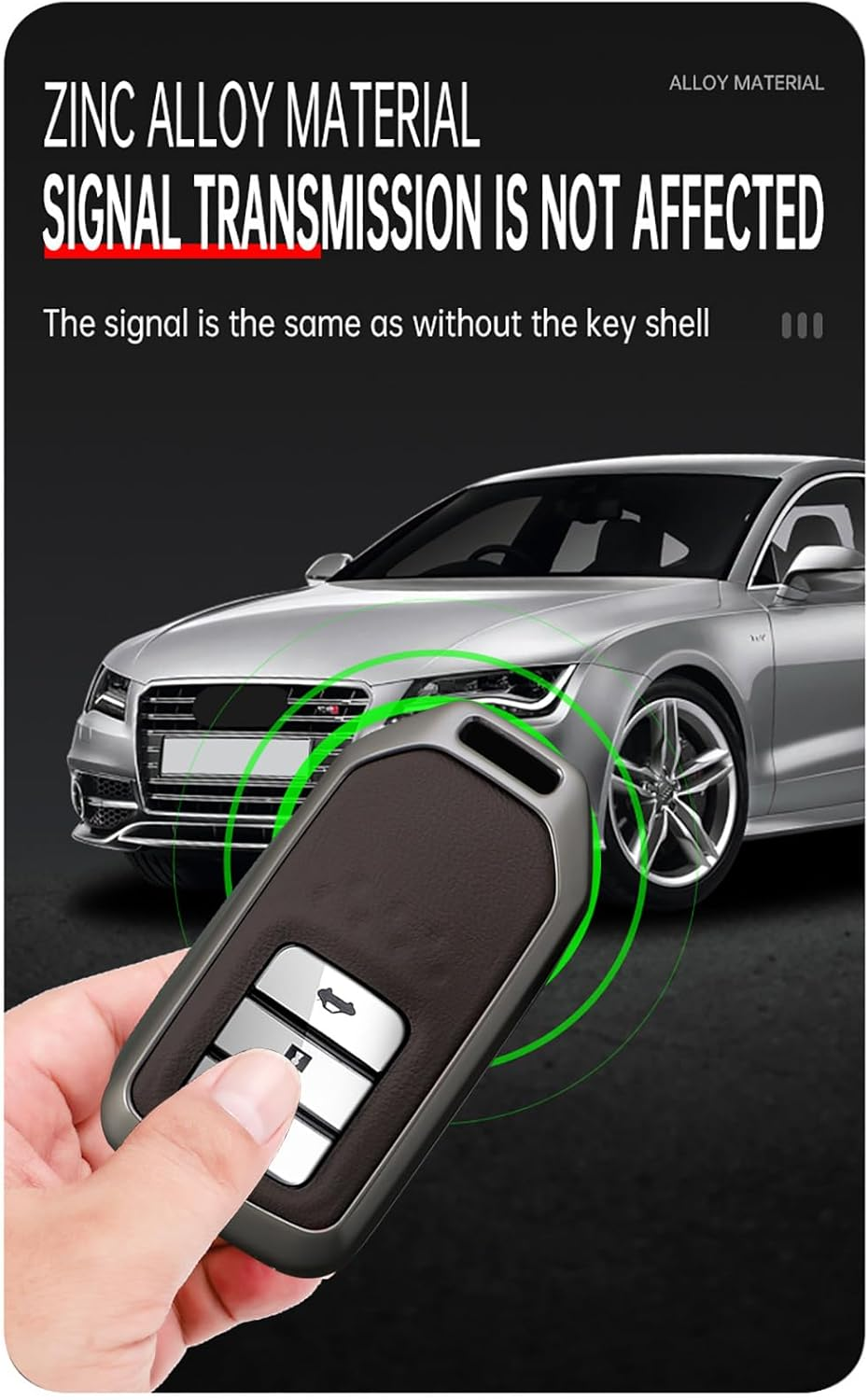 Ontto Alloy Leather Remote Key Fob Cover Fit for Honda Accord Civic CR-V Fit HR-V Pilot EX Odyssey Crosstour Ridgeline 2/3/4 Buttons Key Shell Case Keyring Key Holder Bag Keychian Accessories - A-Black image number 7