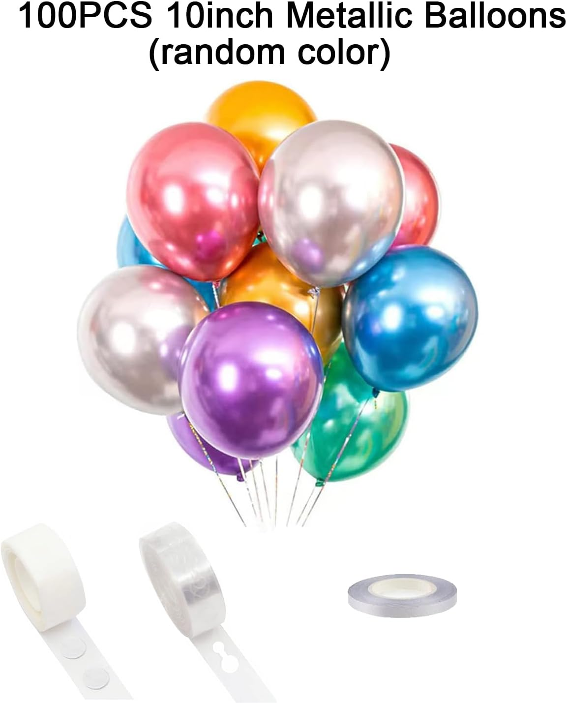 Colorful Party Balloons 100Pcs 10Inch Chrome Metallic Helium Balloons for Birthday Party Decoration and Garland Arch Decoration Wedding Birthday Christmas Party image number 4