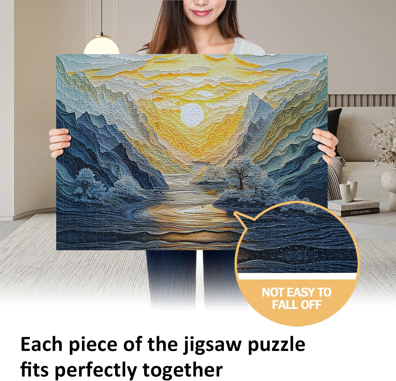Jigsaw Puzzles for Adults 1000 Pieces Impossible Hard Difficult Challenging Puzzles for Adults 1000Pc Puzzle Sunrise at Mountain Peak Jigsaw Puzzle 1000 Pieces 28 X 20 Inch image number 2