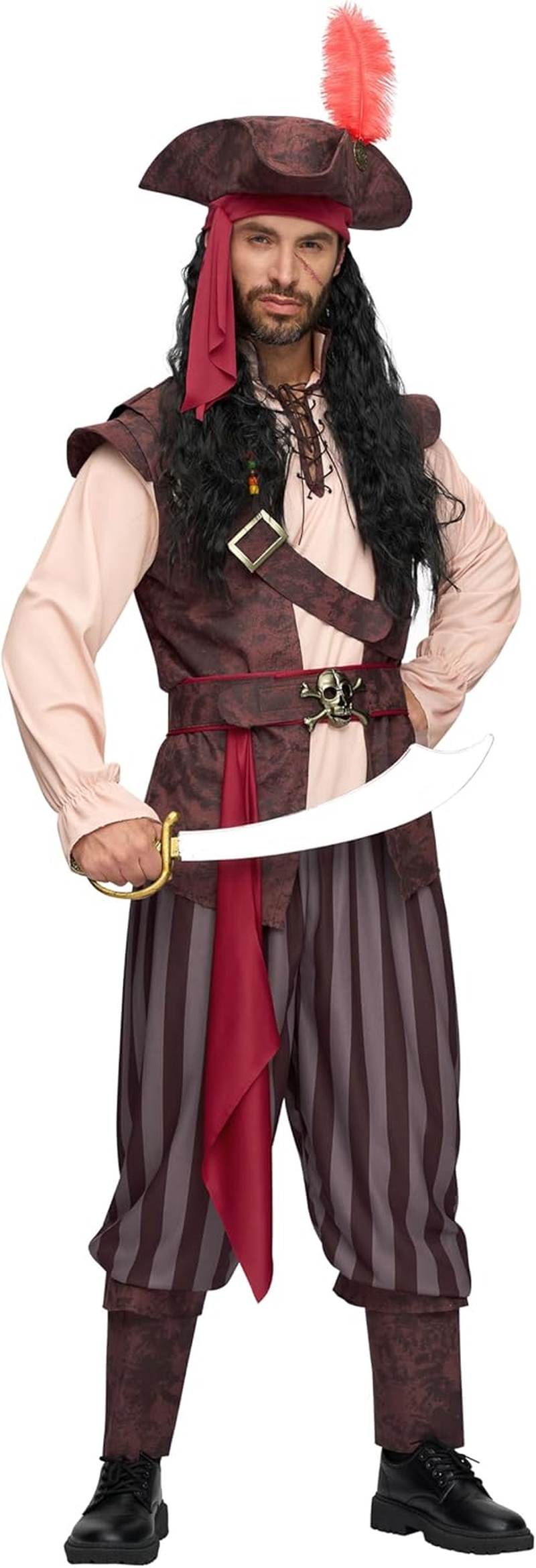 Spooktacular Creations Mens Caribbean Pirate Costume Adult Sea Captain Robber Costume for Halloween image number 3