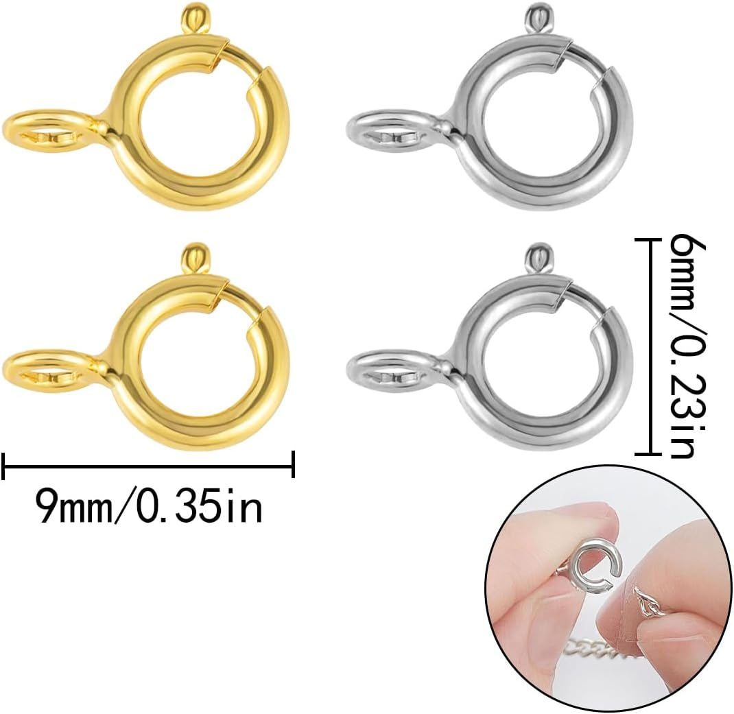 Spring Ring Clasp, 40 Pcs Open Ring Jewelry Spring Clasps for Jewelry Making (9 * 6MM) image number 1