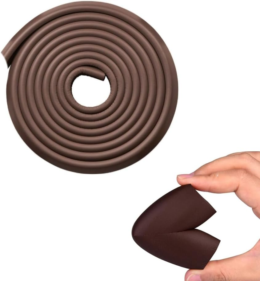 Soft Corner Protector,Safety Corner Guards, 2 Meters per Roll Protective Foam Cushion Corners Foam Set and Safe,Suitable for Edge of Table,Chair,Tv Bench,Bed,Door,Wall(Brown) image number 1