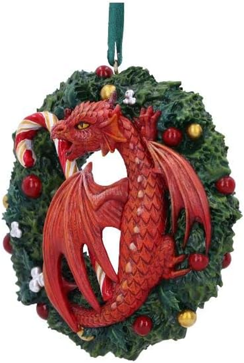 Nemesis Now Anne Stokes Sweet Tooth Dragon Hanging Ornament 9Cm, Resin, Red, Anne Stokes Merchandise, Sweet Tooth Dragon Hanging Christmas Decoration, Cast in the Finest Resin, Expertly Hand-Painted image number 1