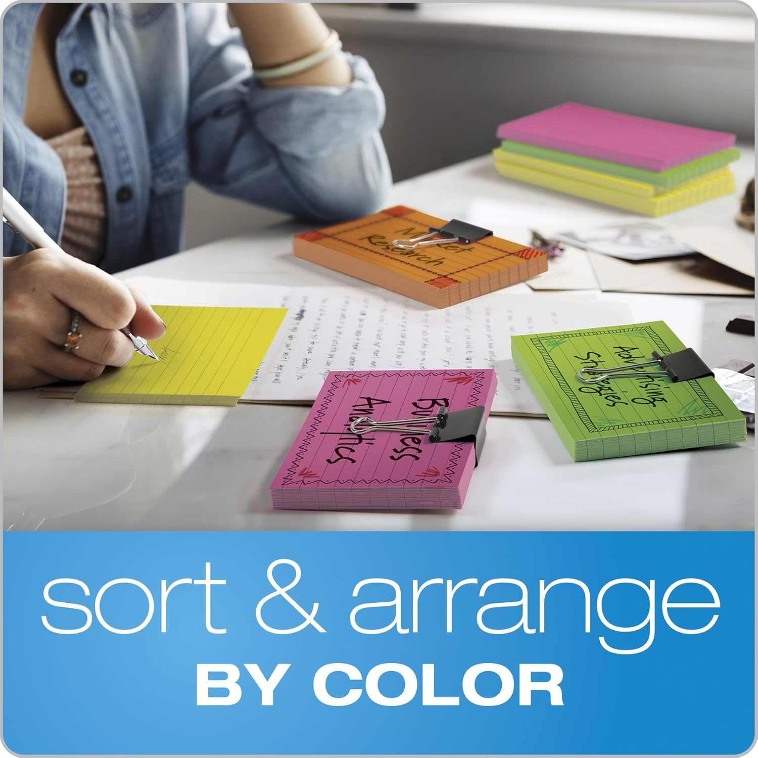 Oxford Glow Index Cards, 3" X 5", Ruled, Assorted Bright Colors, 100/Pack (40279) image number 3