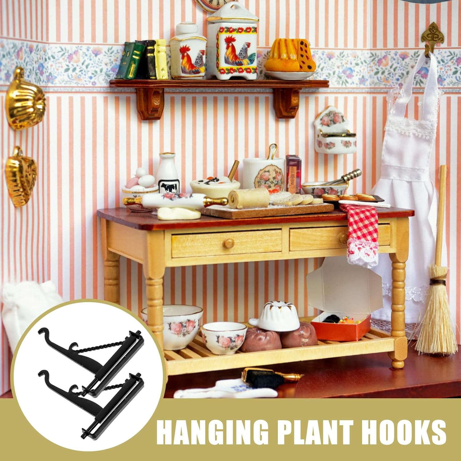 2Pcs Miniature Plant Hangers Decorative Hooks for Tiny House for Christmas Lights and Micro Gardens Reliable Miniature Brackets for Crafts and Outdoor Scenes image number 3