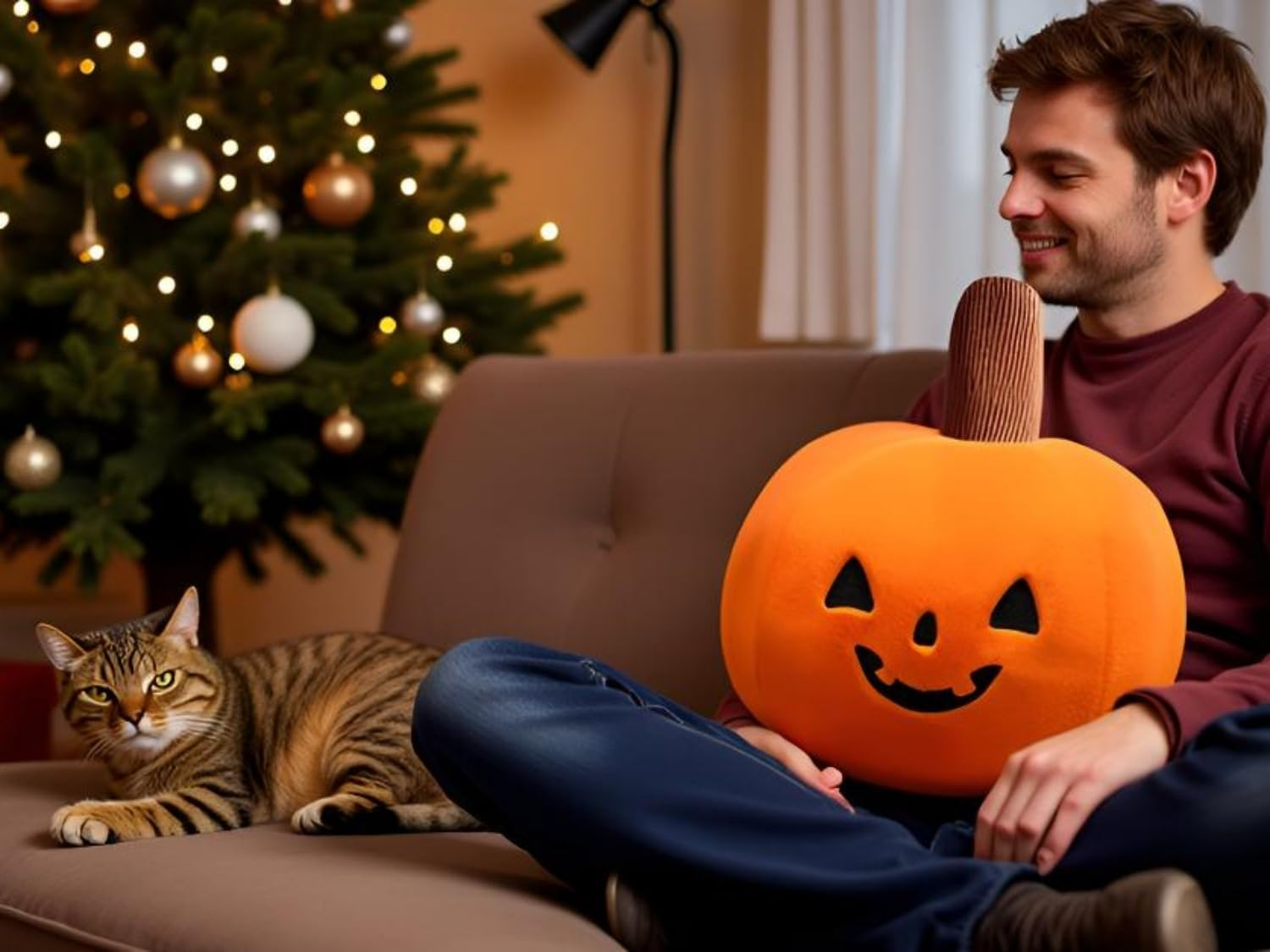 Ryttir 15.7 Inch Big Creative 3D Simulation Pumpkin Plush Pillow,Soft Cars Pillow Pumpkins Toy Outdoor Cushions for Car Owners,Clever Boy'S and Girl'S Room Decor, for Boys Kids image number 3