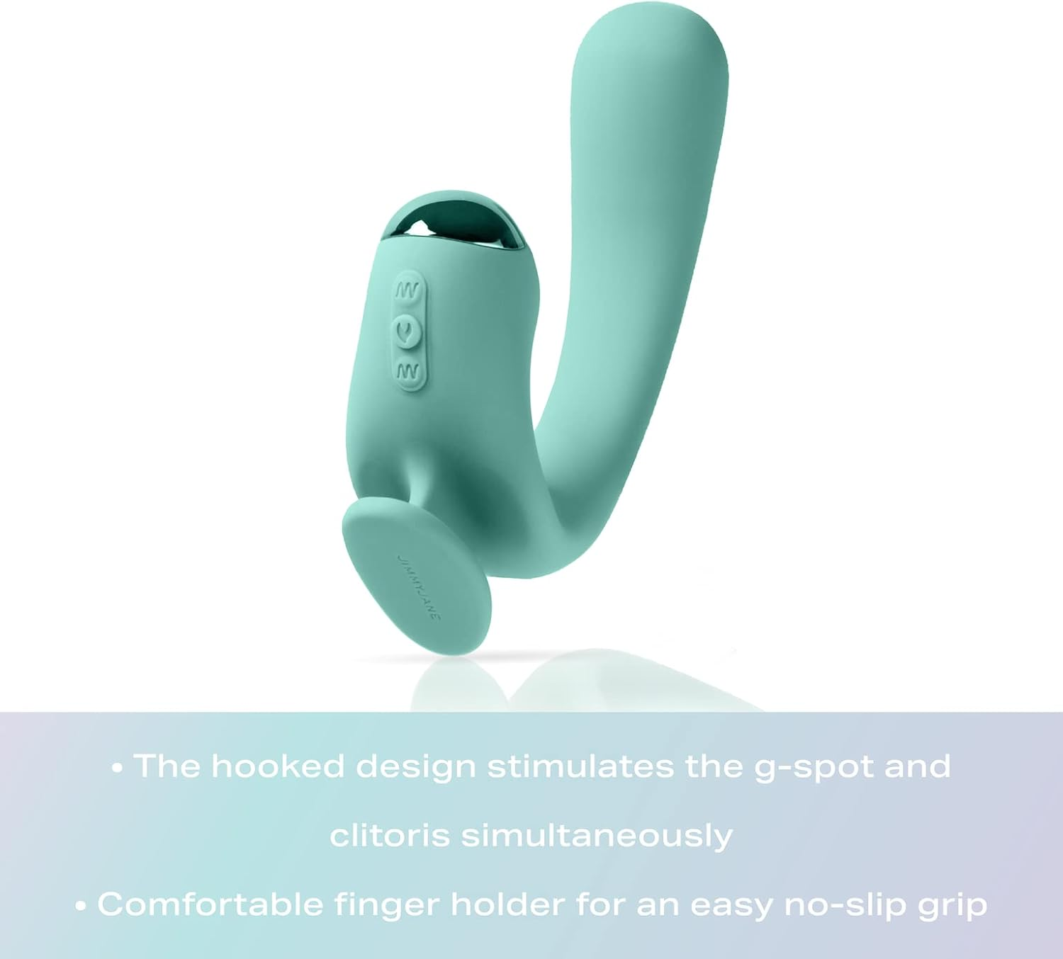 JIMMYJANE Reflexx&trade; Rabbit 2 Vibrator, Unique Hooked Design with Warming Mode, Dual Independently Controlled Motors to Personalize Sensual Pleasure, Aqua image number 3