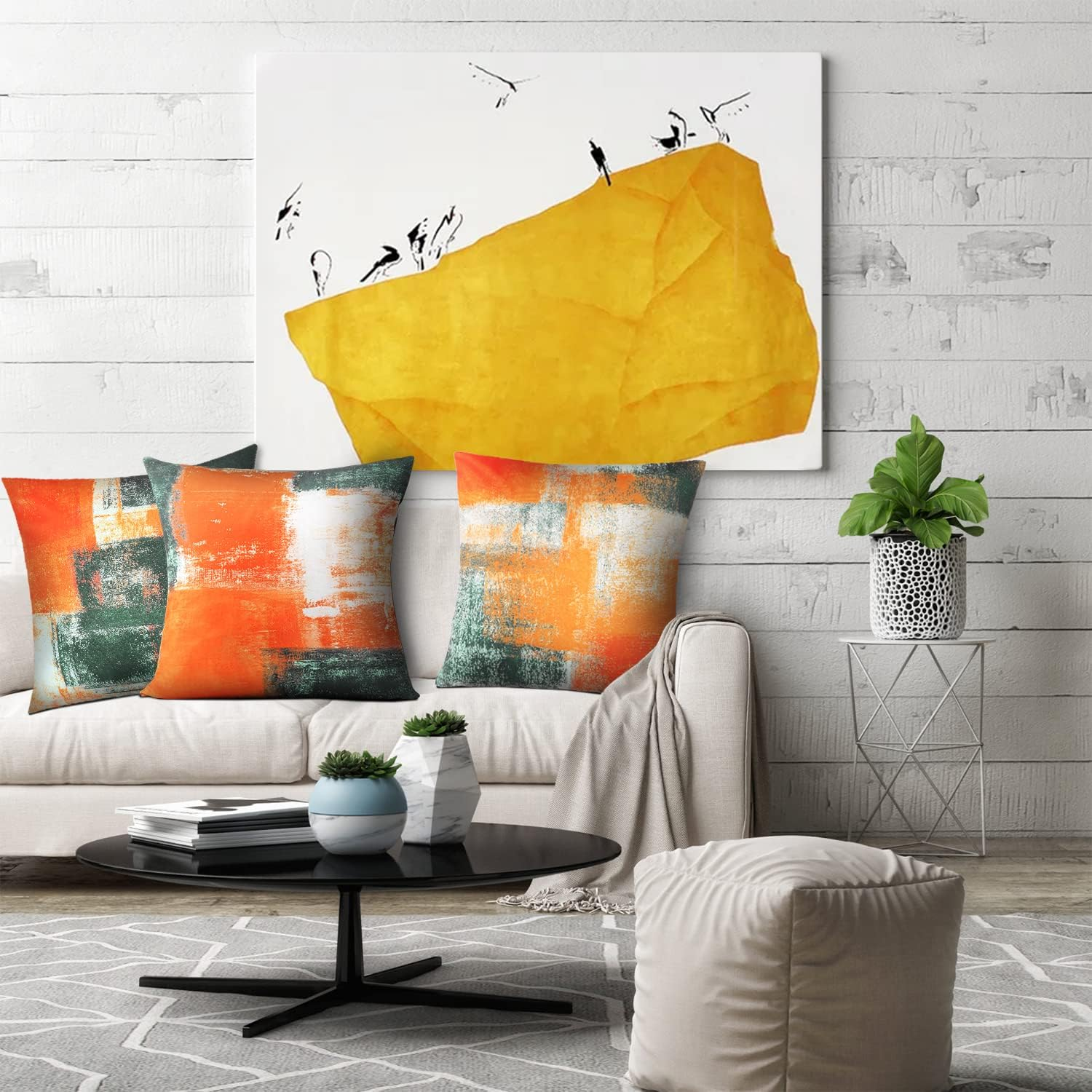 Decorative Throw Pillow Covers Burnt Orange Cushion Cover Taupe Abstract Art Painting 4 Pcs Pillowcase 18X18 Inch for Sofa Couch Bedroom Living Room Outdoor Home D&eacute;cor image number 1