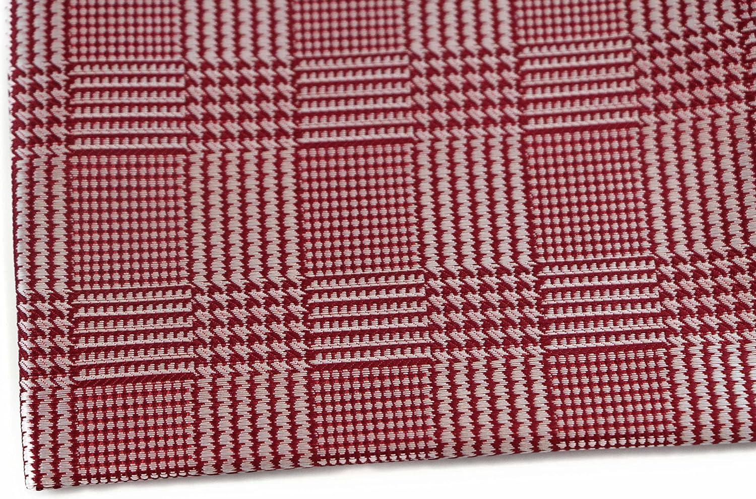 Mens Red & Silver Checkered Silk Pocket Square Red and Silver