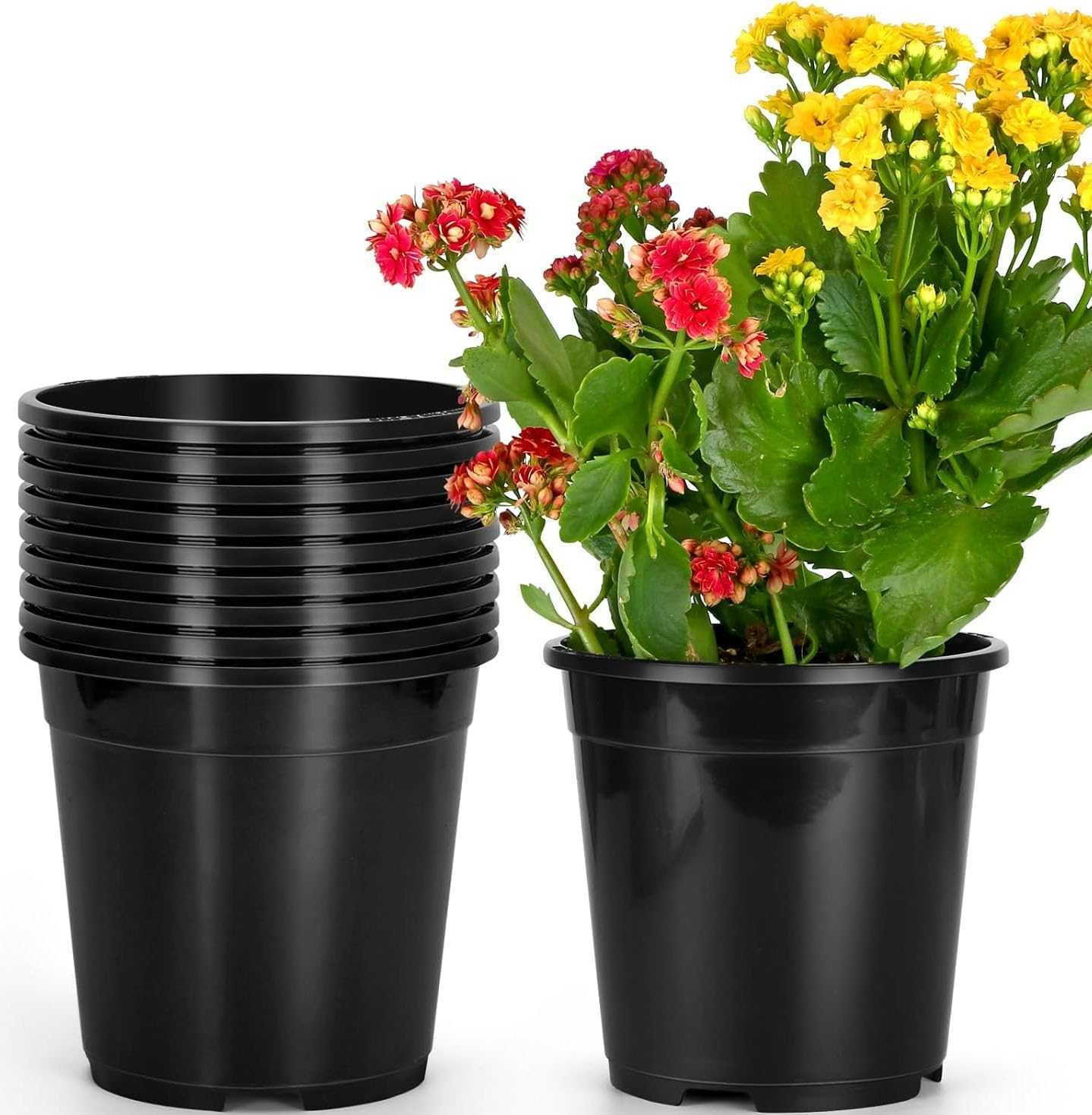 20 Pack Small Nursery Pots,Black Thick Seedling Pots,Plant Pots with Drainage Holes for Indoor Outdoor,Plants Decorative Planters for House Plants image number 6