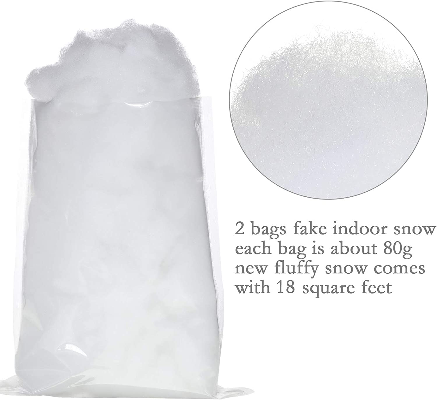2 Bags Christmas Fake Snow Cotton like Fluffy Snow Fiber Artificial Snow Indoor Snow Blanket Decor for Winter Mantle Village, Nativity and Christmas Ornament(White) image number 2