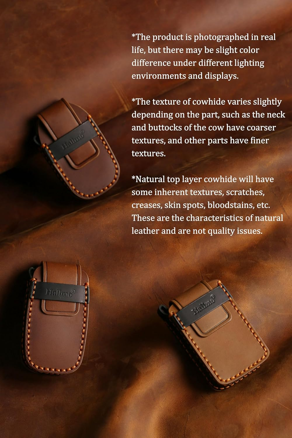 Ontto Car Key Cover Fit for GWM HAVAL H6 M6 ORA Good Cat White Cat IQ Car-Styling Handmade Leather Key Case Holder Keyring Key Chain Smart Key Shell Bag Accessories - Black image number 5