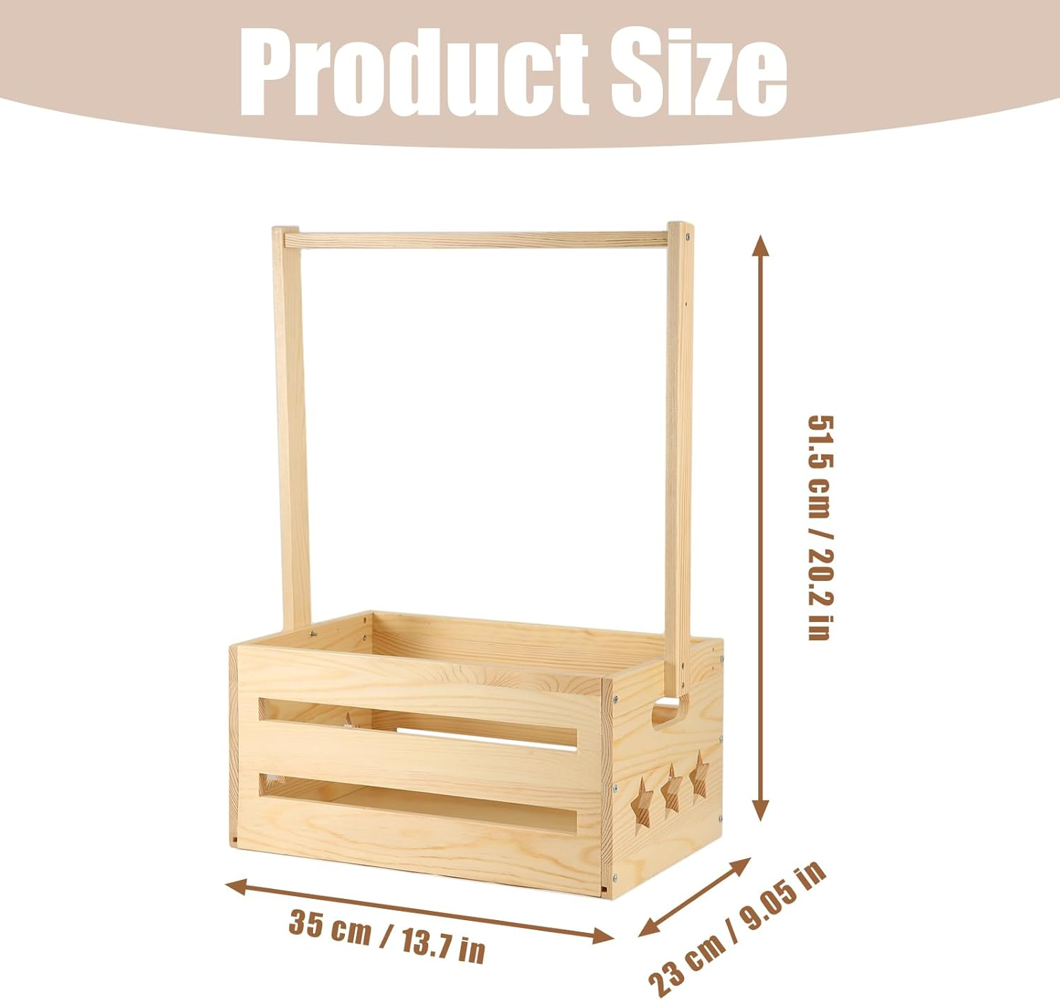 Wooden Baby Shower Basket, Wooden Baby Storage Crate Hamper with Handle Attractive Closet Baby Clothes Rack for New Born Baby Shower, Pregnancy Gifts for New Parents image number 4