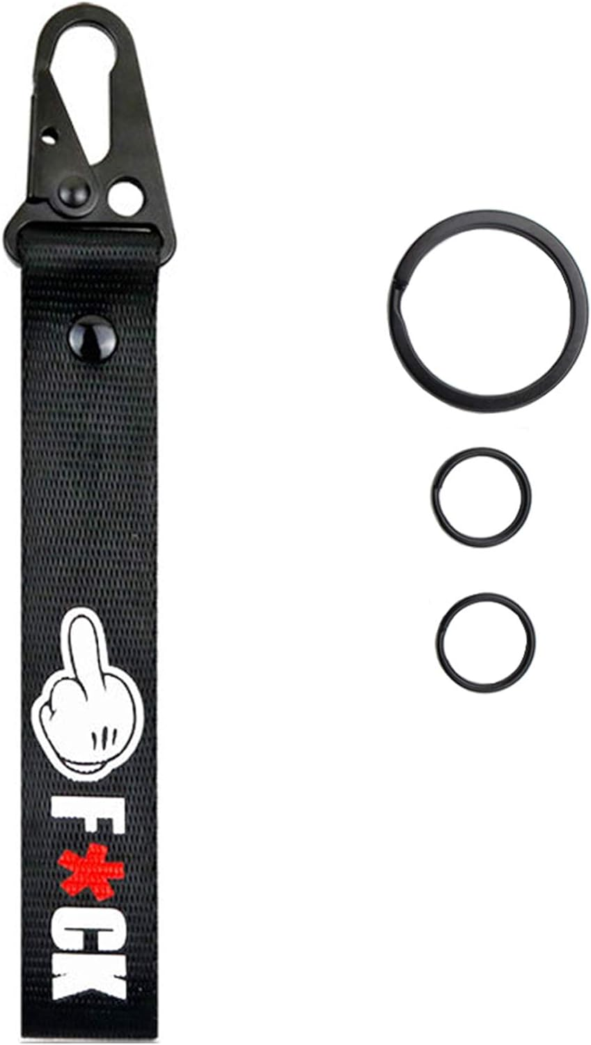 Dsycar Red Car Motorcycle Keychain Tag with 3 Key Rings - Unique Wristlet Strap Key Chain Holder for Men Women