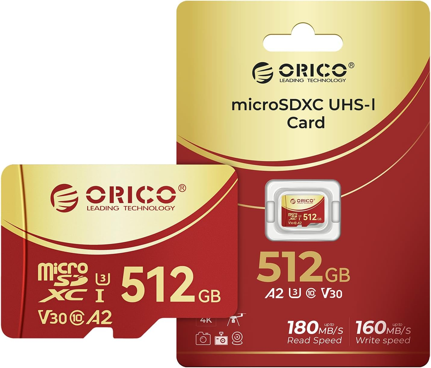 ORICO F3 512GB Microsdxc UHS-I Memory Card, 180Mb/S Read(Require DDR 220 Reader), 160Mb/S, 4K UHD Recoding, U3, Class10, V30, A2, Micro SD for Action Camera, Dash Cam, TF Card image number 5