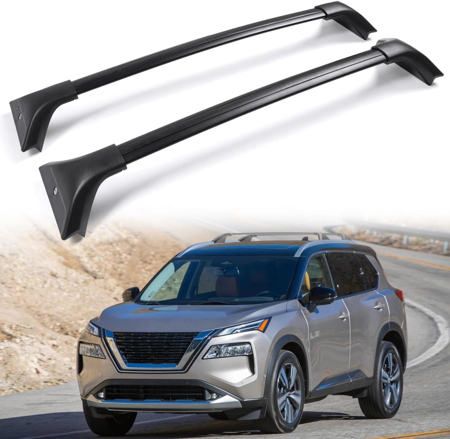 &lrm;AUXPACBO Real Lockable 220 LBS Cross Bar Fit for Nissan Rogue 2021 2022 2023 2024 2025 SV SL Platinum with Roof Rail Roof Rack Crossbars Rooftop Luggage Cargo Carrier for Canoe Kayak Bike image number 5