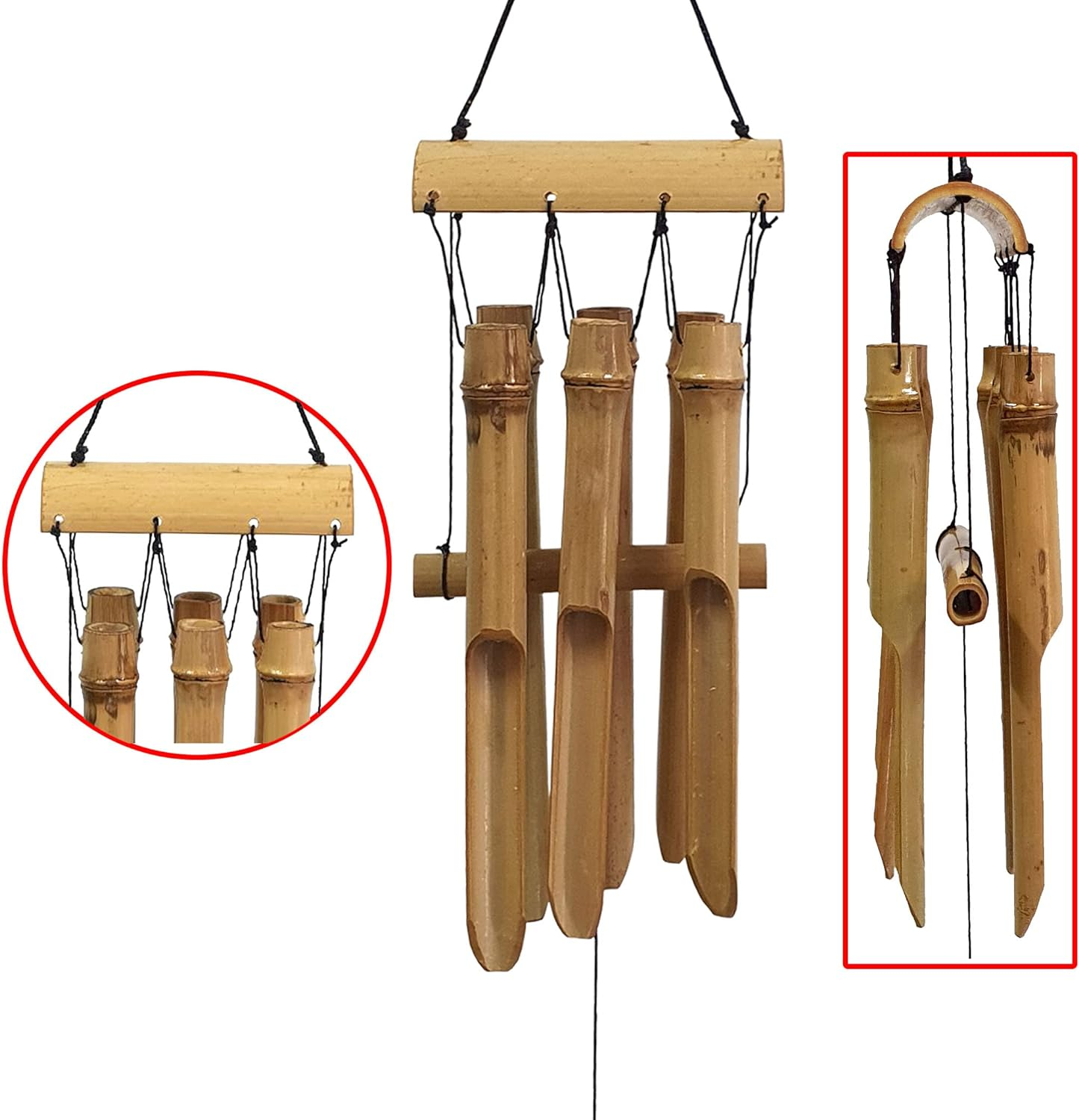 Bamboo Wind Chime Outdoor, 6 Small Bamboo Bell Tubes for Outdoor or Indoor Home D&eacute;cor, Handmade Natural Soothing Sound 23 Inches image number 6