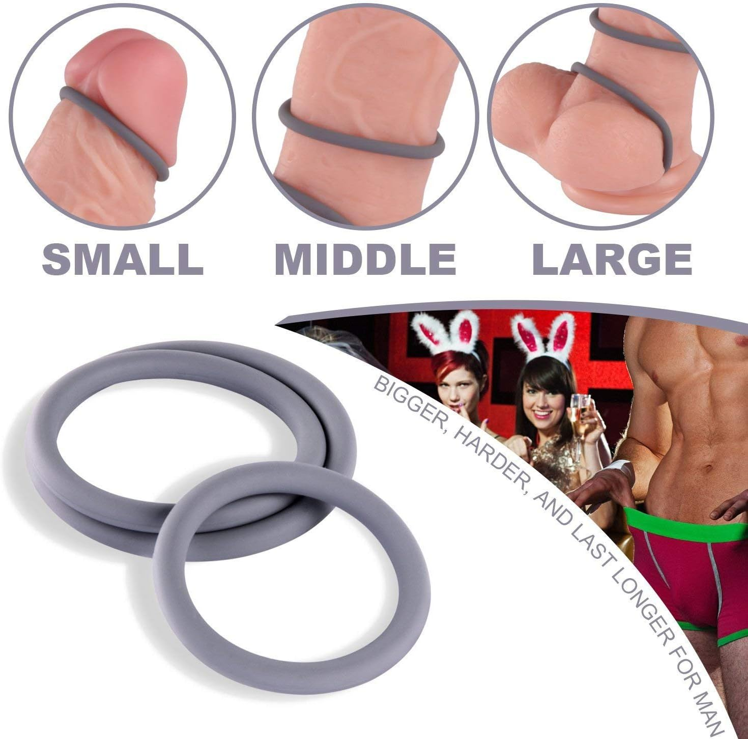 3 Piece Delay Ring Elastic Silicone Ring Enhanced Exercise Ring, Couple Bed Exercise Ring Delay Ring