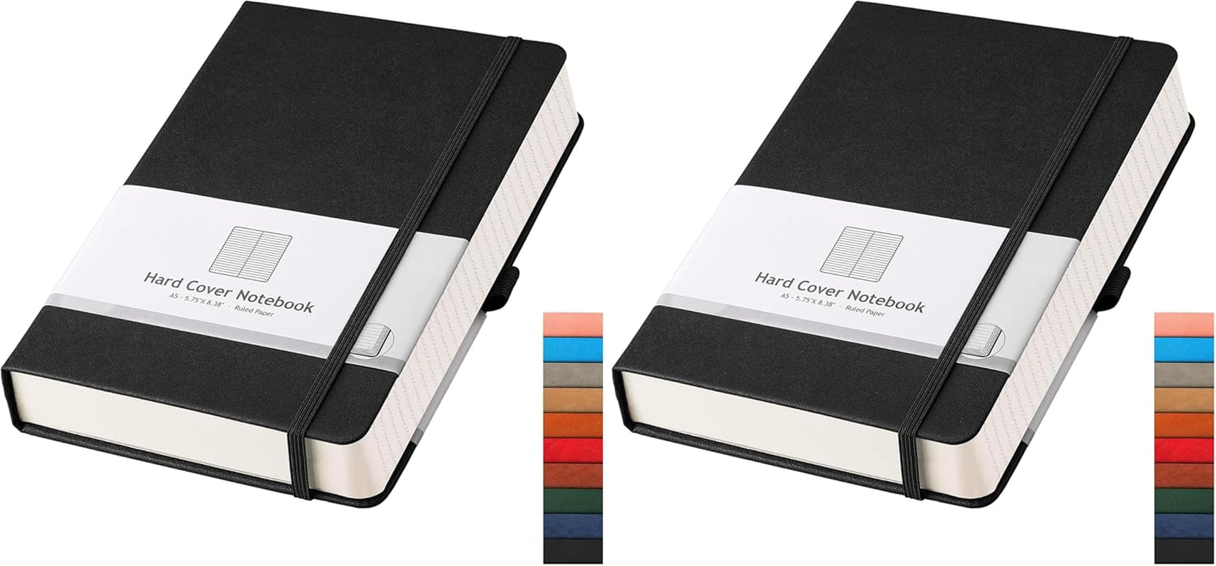 AHGXG 8.5''&times;11' Notebook College Ruled - Large A4 Notebook Lined Journal - 320 Pages Thick Journal for Writing, 100Gsm Thick Paper, Leather Softcover, for Work School - Black