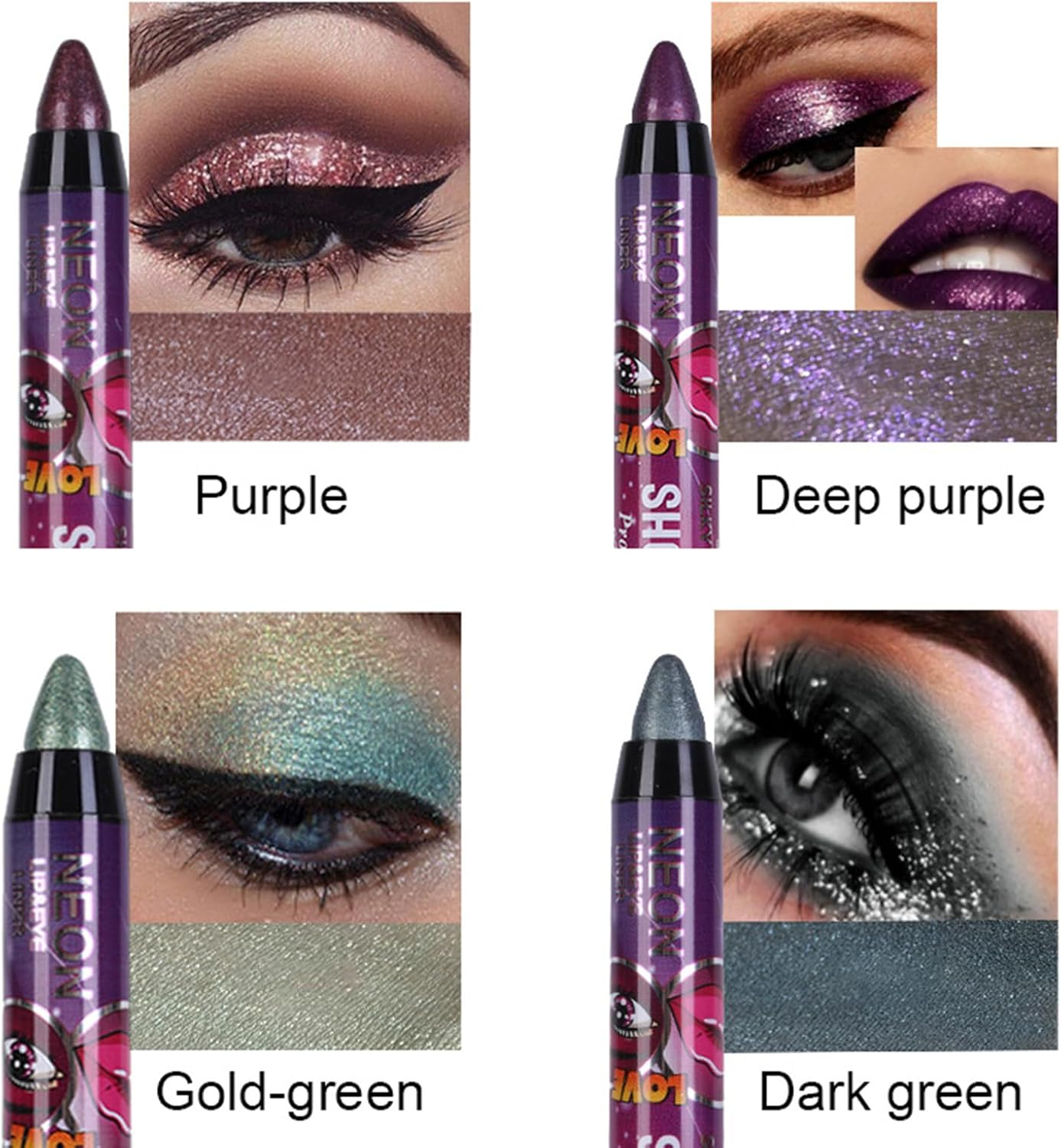 12 Colors Eyeshadow Stick, Waterproof Eyeshadow Shimmer Stick Smudger, Shadow Lip Pencil 2 in 1 Pearlescent Pen Eye Silkworm Eye Shadow Pen Beauty Pencil Makeup Shiny Eyeliner Kit