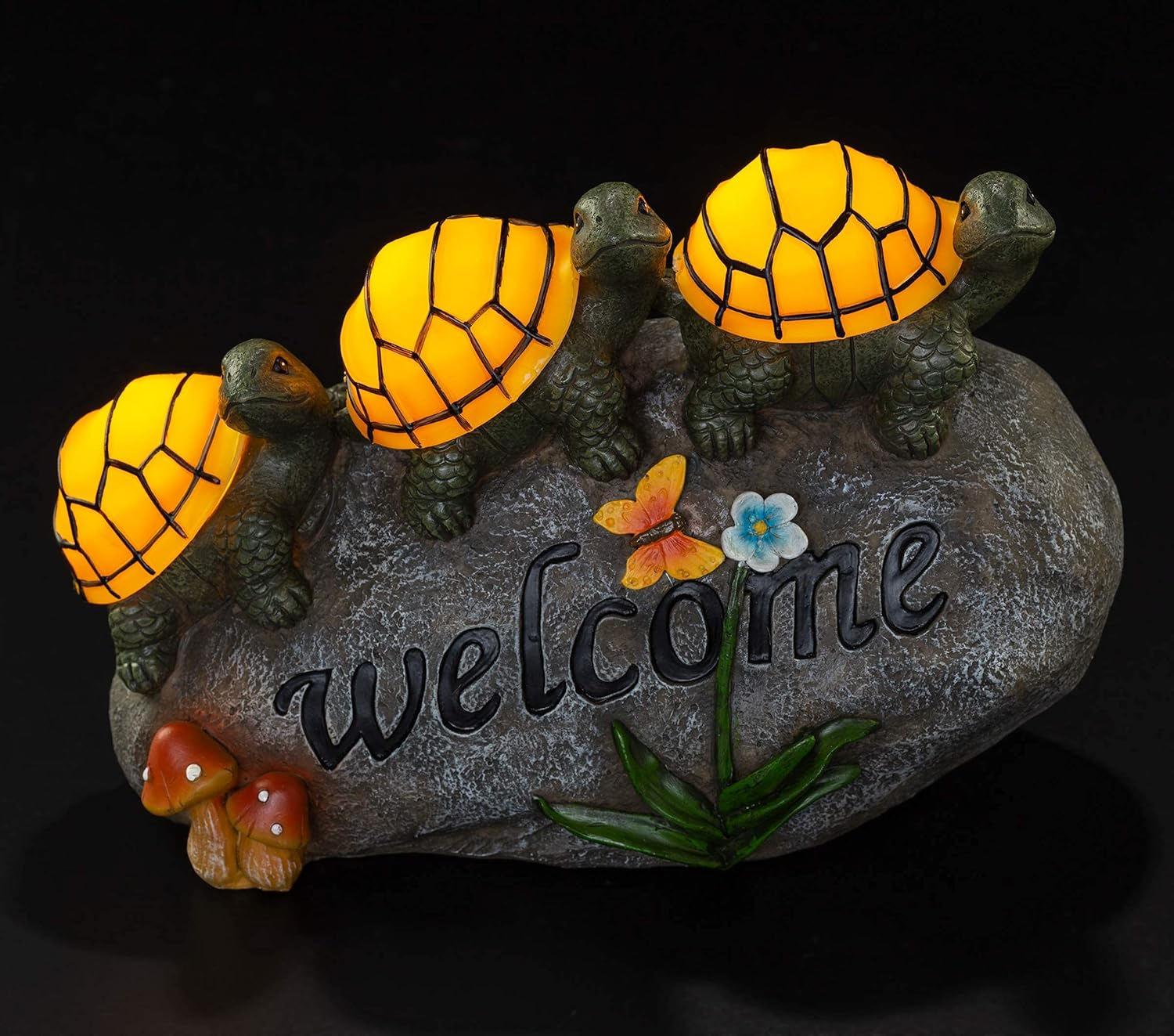 VP Home Welcome Turtles on a Rock Solar Powered LED Outdoor Decor Garden Light