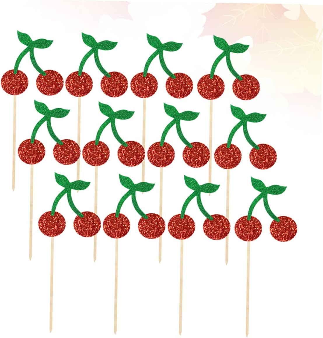 MERRYHAPY Fruits Cake Topper Cherry Design Cloth and Bamboo Sticks Safe Environment-Friendly Party Use Decorations for Birthday Celebrations