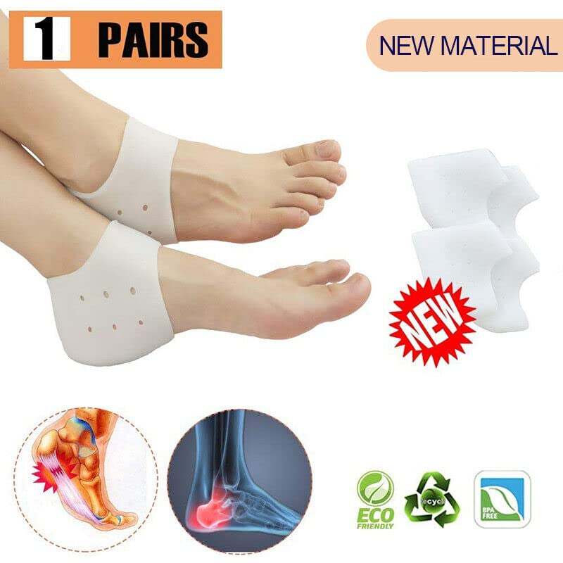 AIMALL 1 Pair Silicone Gel Heel Socks for Cracked Feet and Pain Relief &ndash; Reusable Foot Care Sleeves for Plantar Fasciitis, Heel Spurs, Moisturizing Skin Protector image number 5