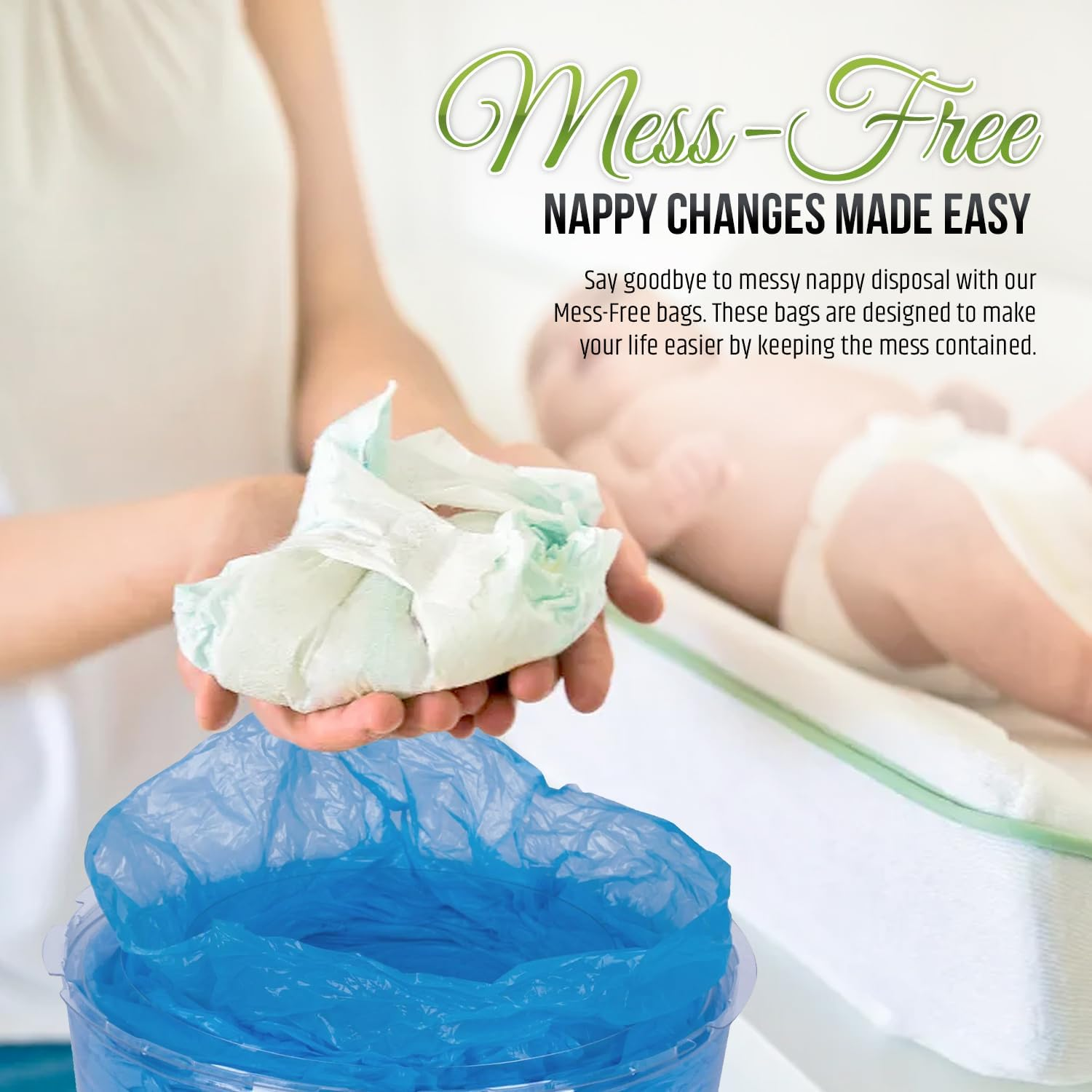 Eco-Friendly Nappy Disposal Bags &ndash; Leak-Proof & Biodegradable, 10M Long, 8 Pack Value Bundle &ndash; Disposable Sacks with Easy-To-Tie Tabs, Scented, Ideal for Home & On-The-Go, Fits Tommee Tippee Bins image number 6