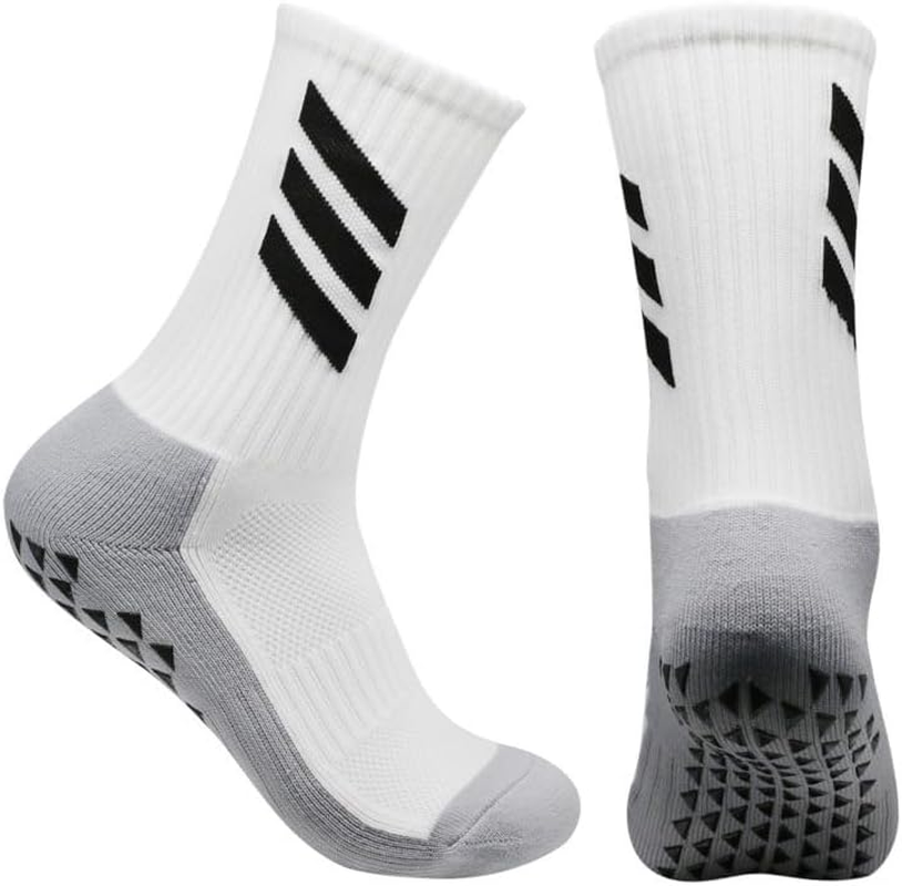 ZANZER Soccer Grip Men Socks, anti Slip Athletic Socks Non-Skid Football Basketball Socks with Grip Pads - Black + White image number 3