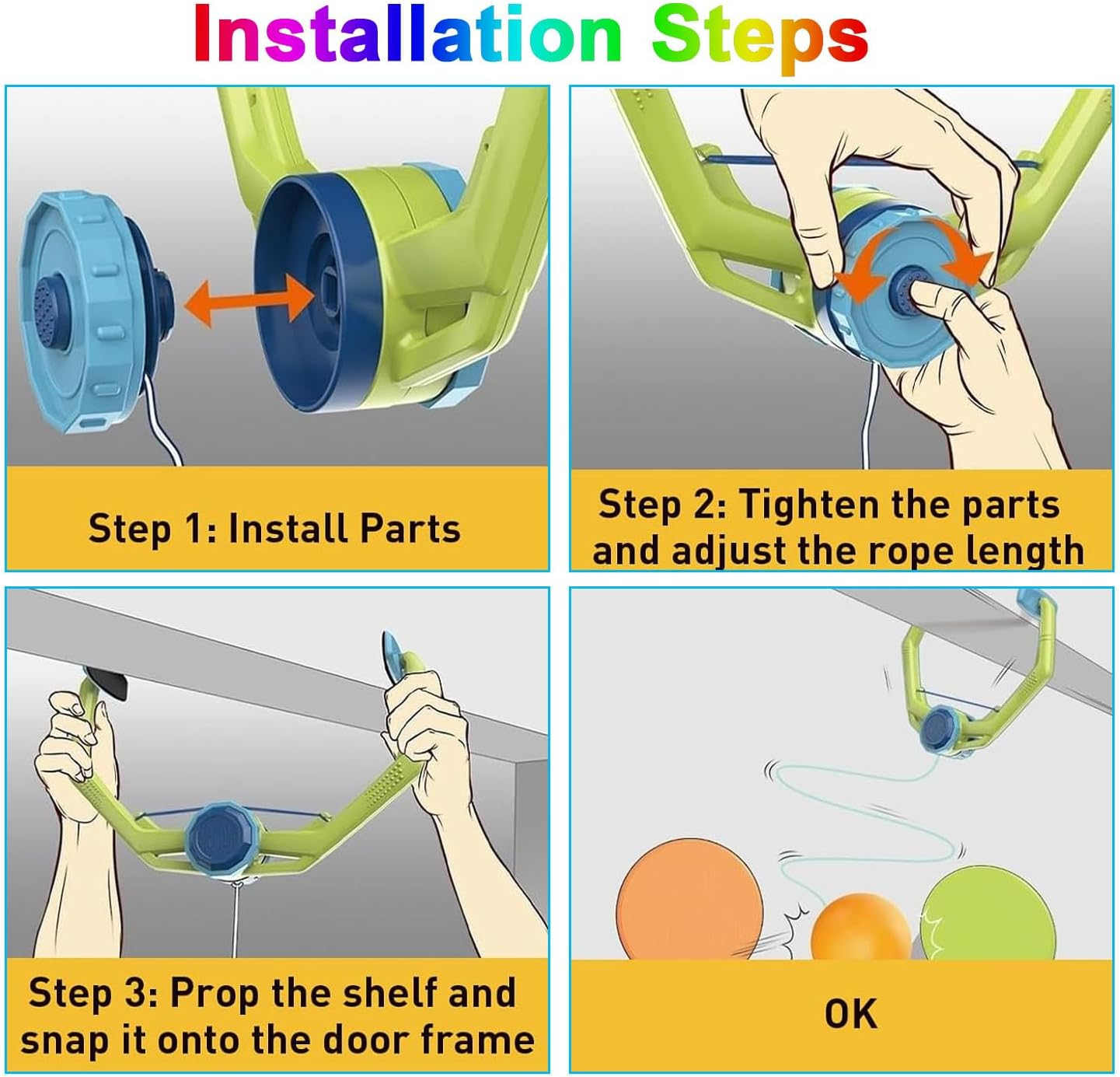 Hanging Table Tennis Trainer Set, Children'S Table Tennis Trainer, Portable Pingpong Ball Set with Ping Pong Balls&Paddle,Indoor Hanging Table Tennis, Indoor Games Toy(2 Rackets 6 Balls) image number 5