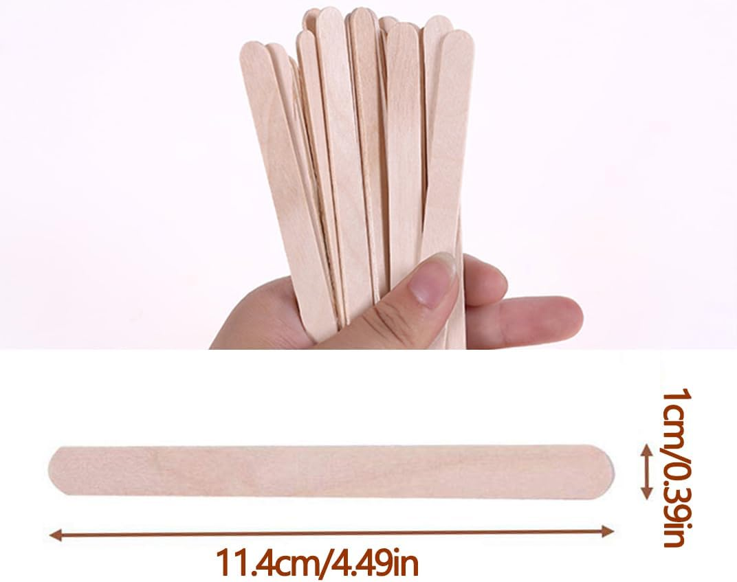 300Pcs Popsicle Sticks, Betterjonny 11Cm Natural Wood Craft Sticks Long Ice Cream Sticks Waxing Sticks for Home School Arts,Craft Garden Label,Classroom Supplies