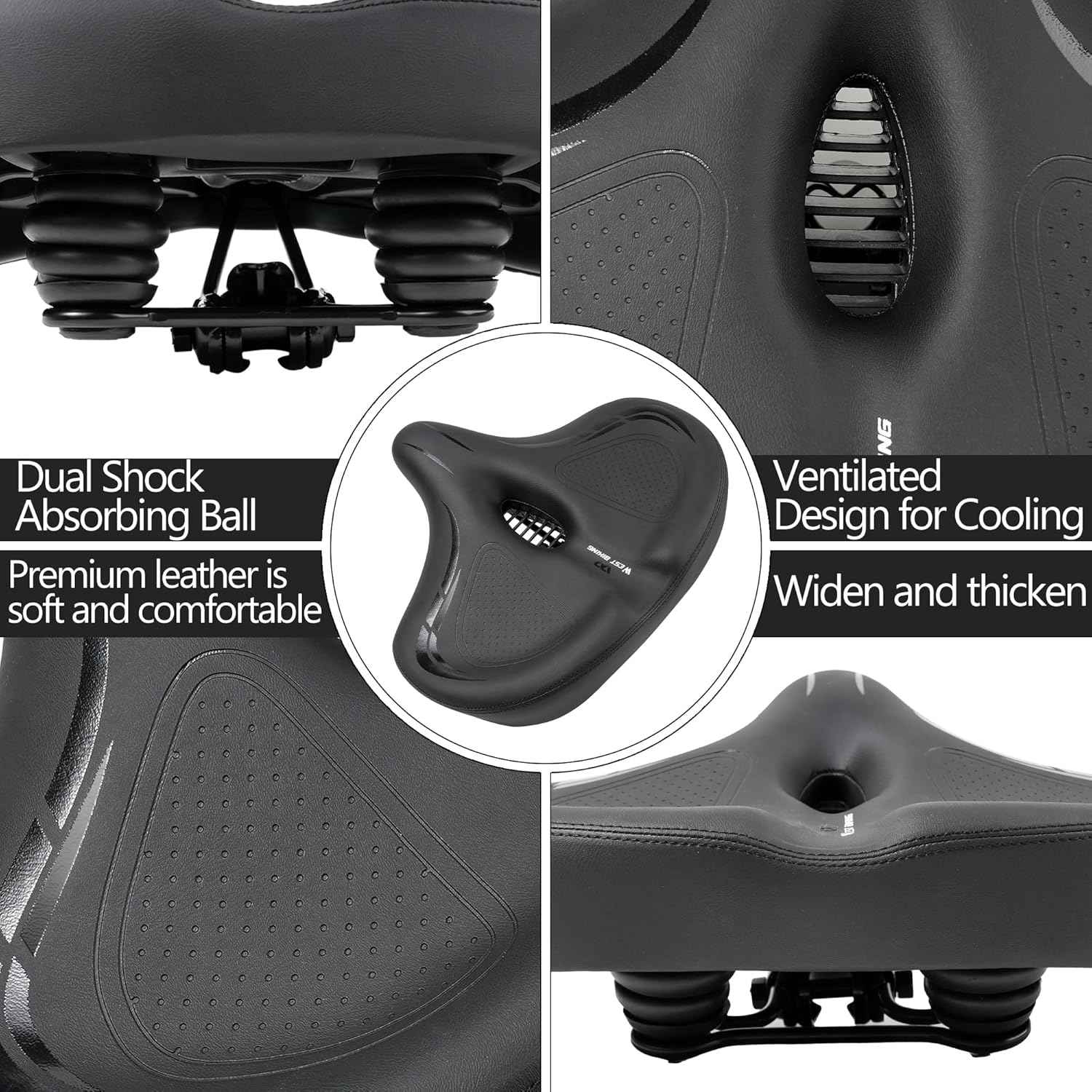 Bike Seat, Bicycle Seat for Men Women,Compatible with Peloton, Spin Bike, Road or Exercise Bikes,Comfort Seat Cushion Mountain Bike Accessories Old Bike Saddle Replacement image number 6