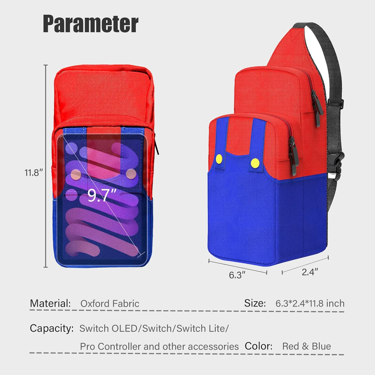 Cute Travel Bag for Nintendo Switch/Lite/Oled/Steam Deck, Small Sling Portable Waterproof Backpack Carrying Crossbody Shoulder Chest Gaming Bag Case for NS SD Console Dock Joy-Cons Accessories Storage image number 1