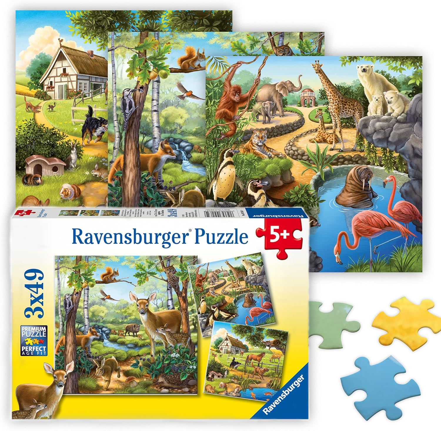 Ravensburger - Forest Zoo & Pets Puzzle 3 X 49 Piece Mini Jigsaw Set for Kids, Animal-Themed Educational and Fun Puzzle image number 6