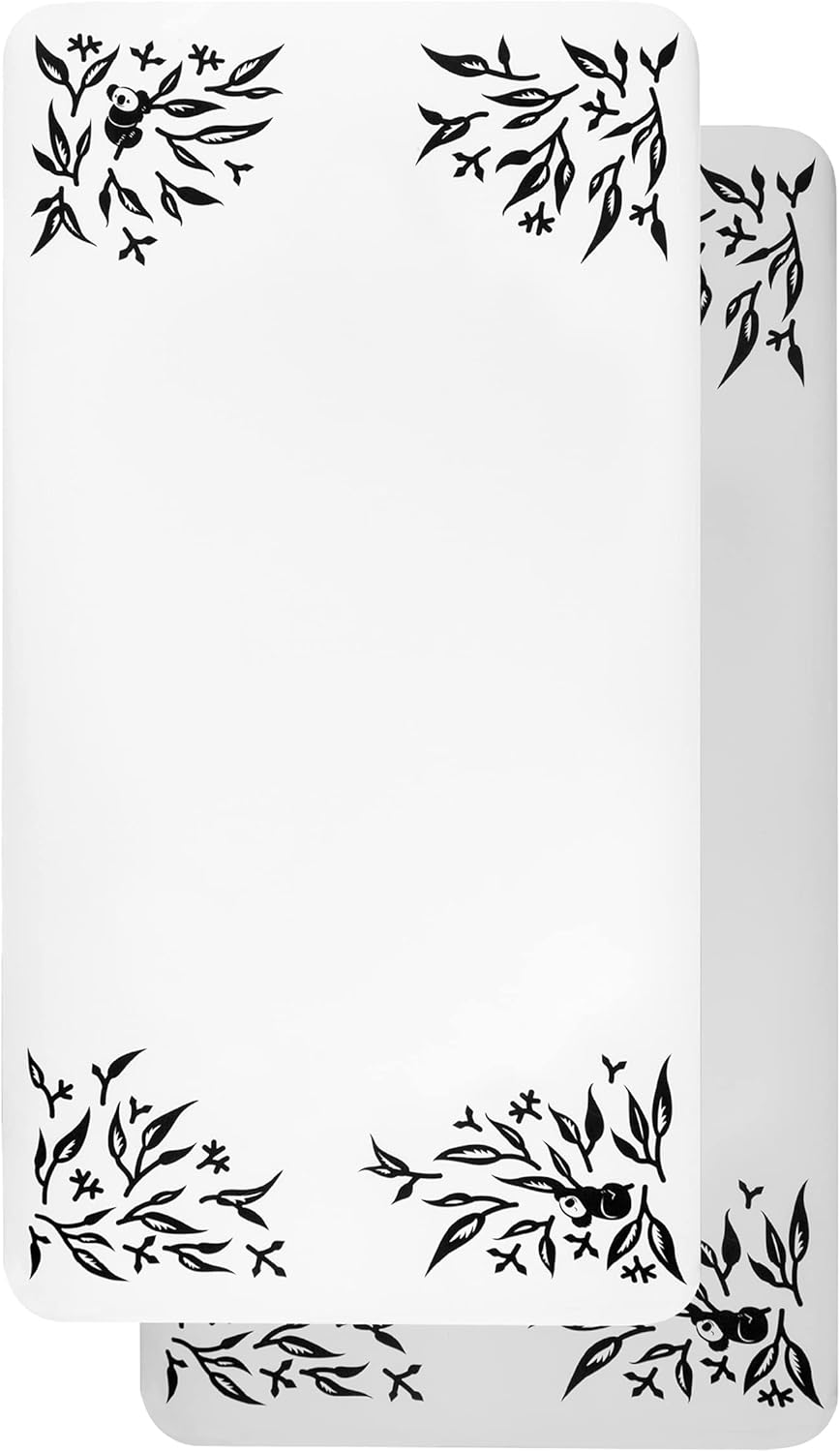 Nanit Smart Sheets - Works with All Nanit Cameras to Measure Your Baby'S Growth, 100% Cotton Fitted Sheets, Pebble Grey and White, One Size - Two-Pack