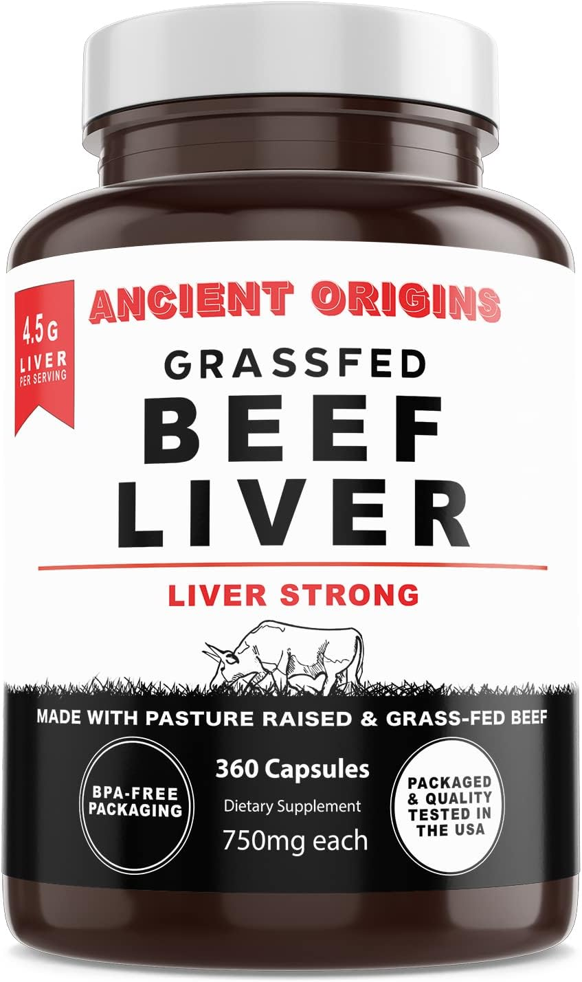 ANCIENT ORIGINS Grass-Fed Beef Liver 4500 Mg (360 Capsules, 750Mg Each) - Desiccated Beef Organ Supplement, 100% Pasture-Raised Cattle, Freeze Dried Undeffated Liver Powder Capsules, 60-Day Supply image number 3